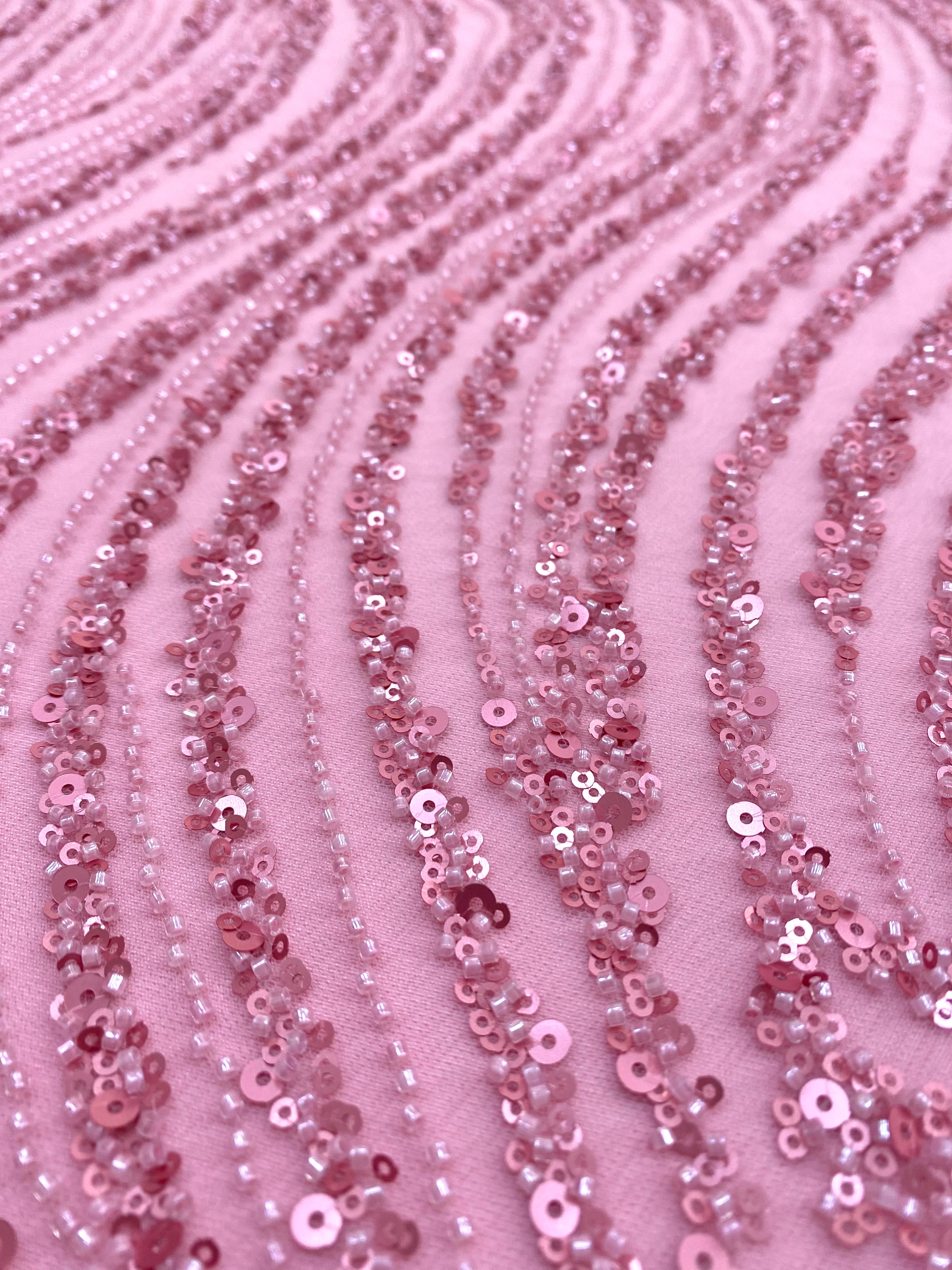 Silver Lace with Linear Pattern, with Pearls and Sequins