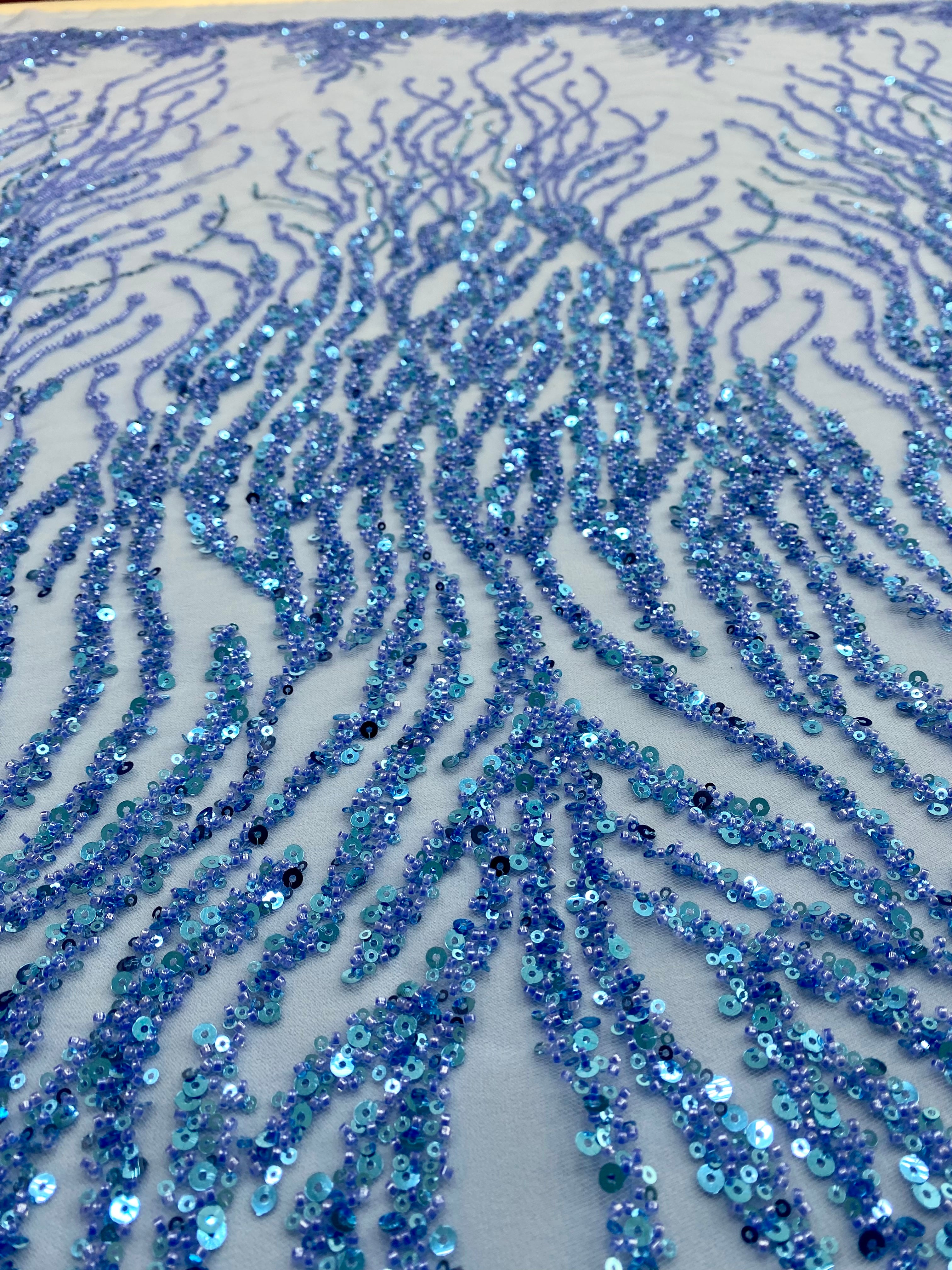 Silver Lace with Strings, Beads and Sequins