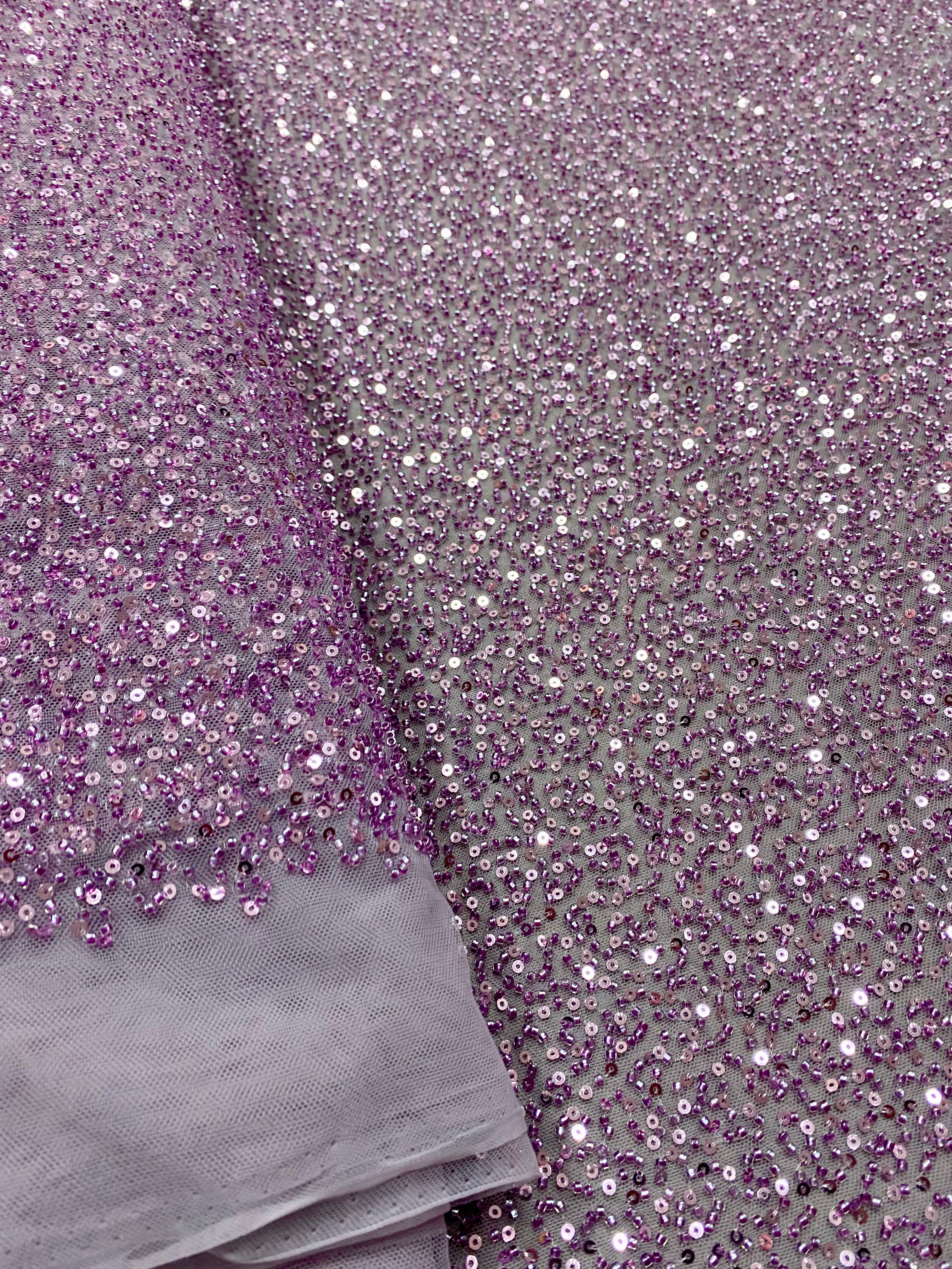 Couture Powder Lace with General Pattern, with Beads and Sequins