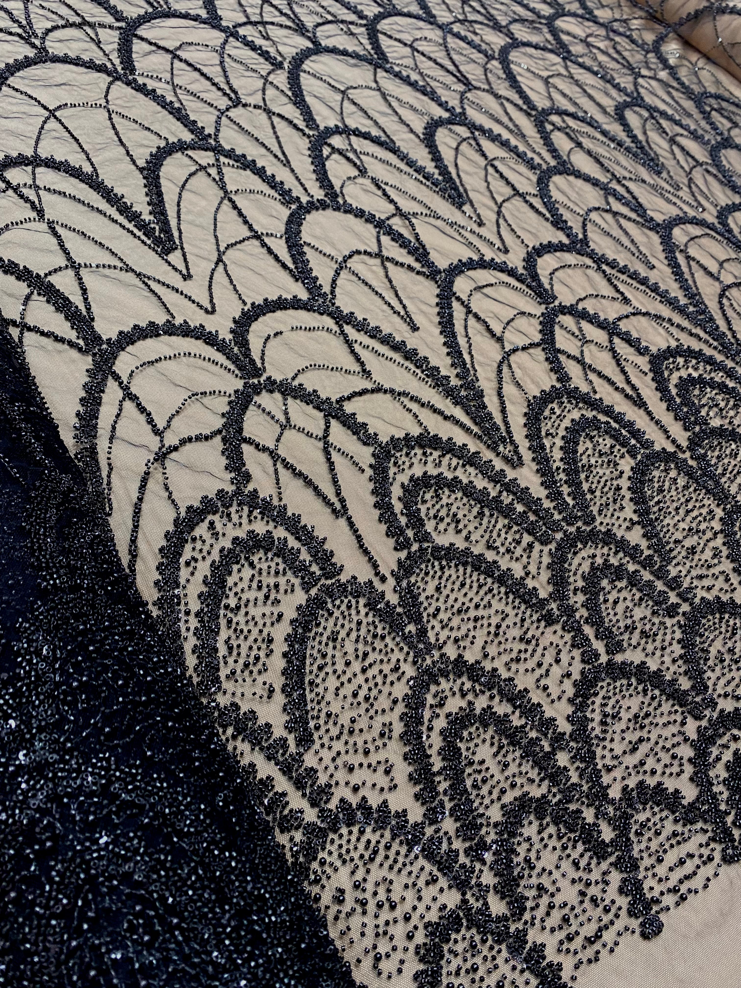Silver Lace with Strings, Beads and Sequins