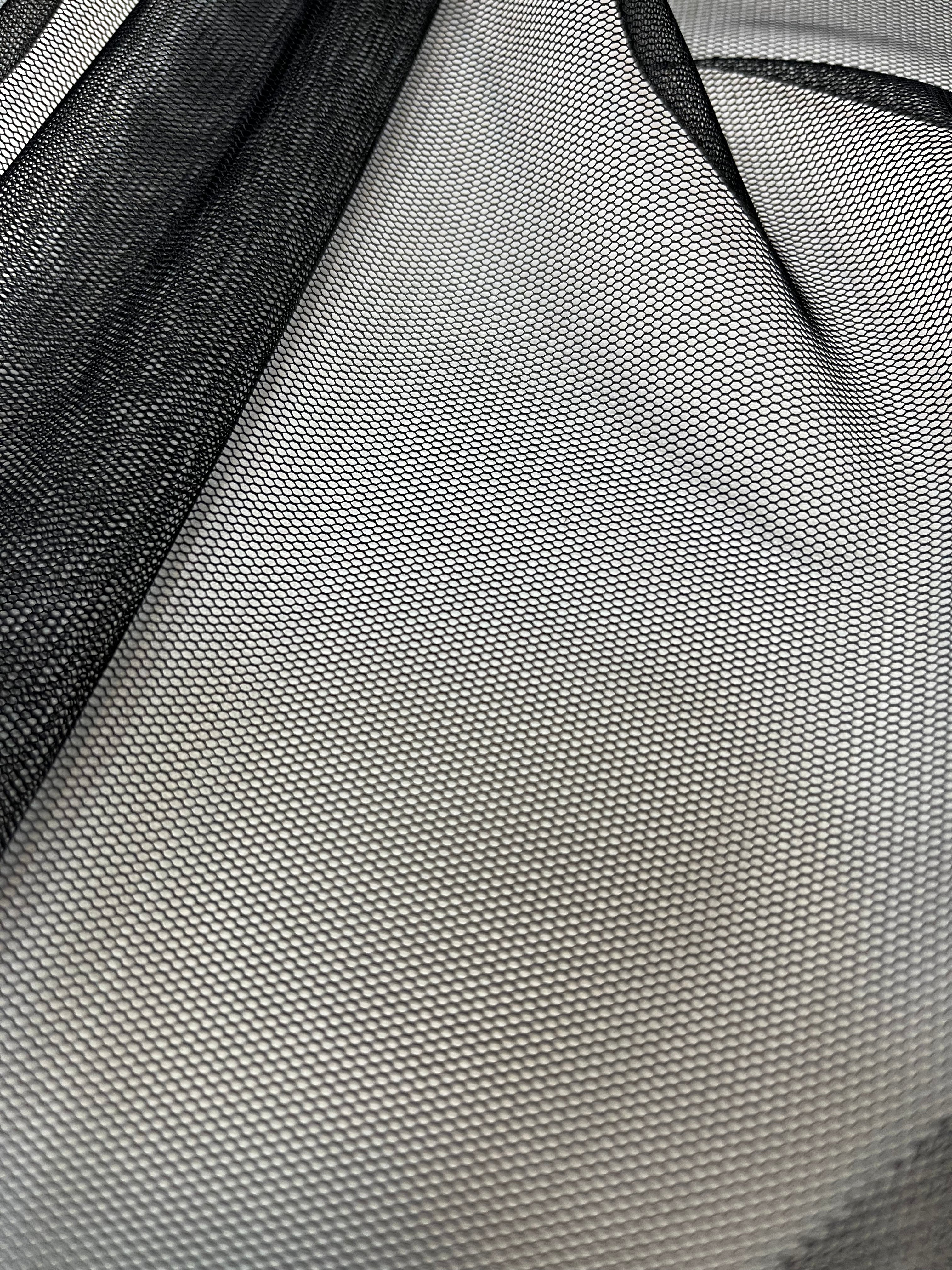 Tulle Elastic Negru - 1.5 m Latime