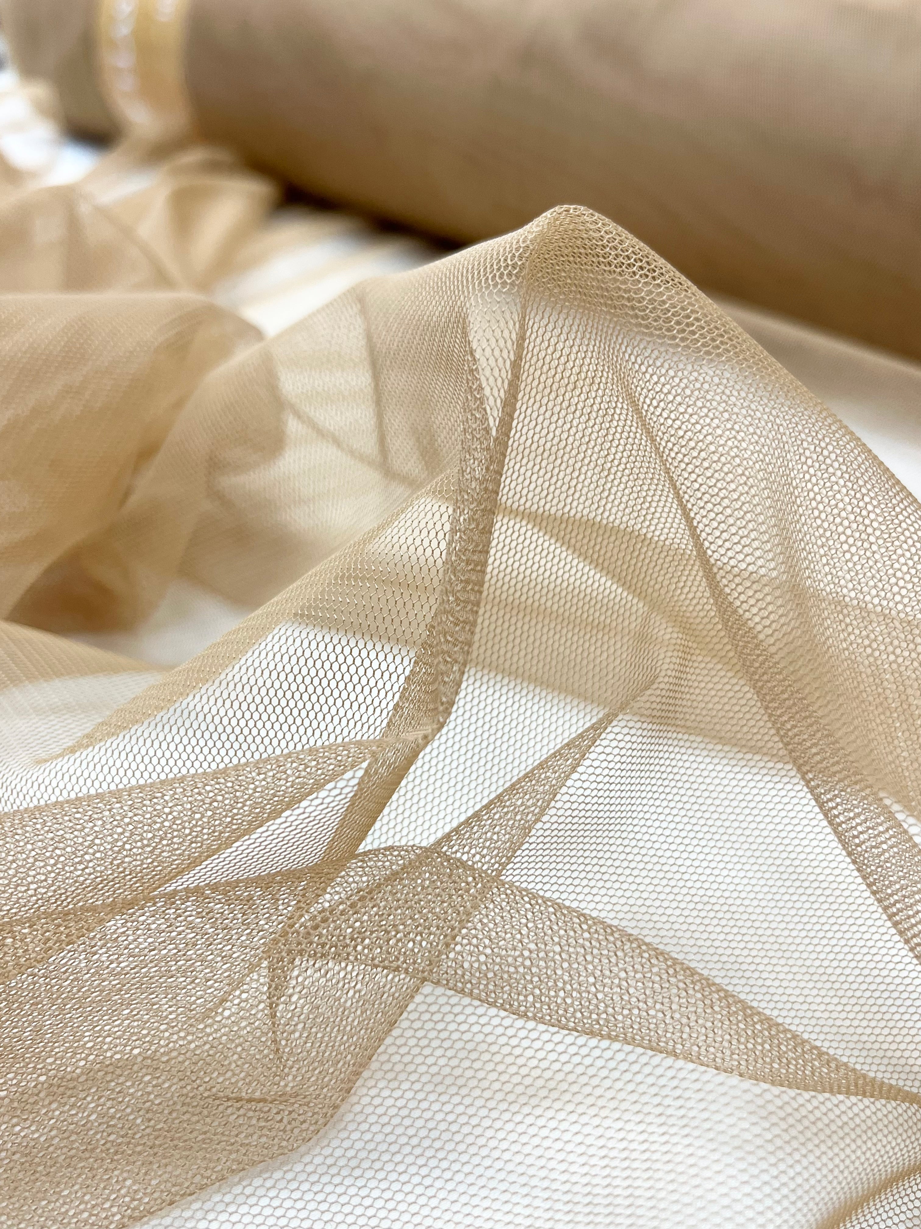 Tulle Elastic Nude Inchis - 1.5 m Latime