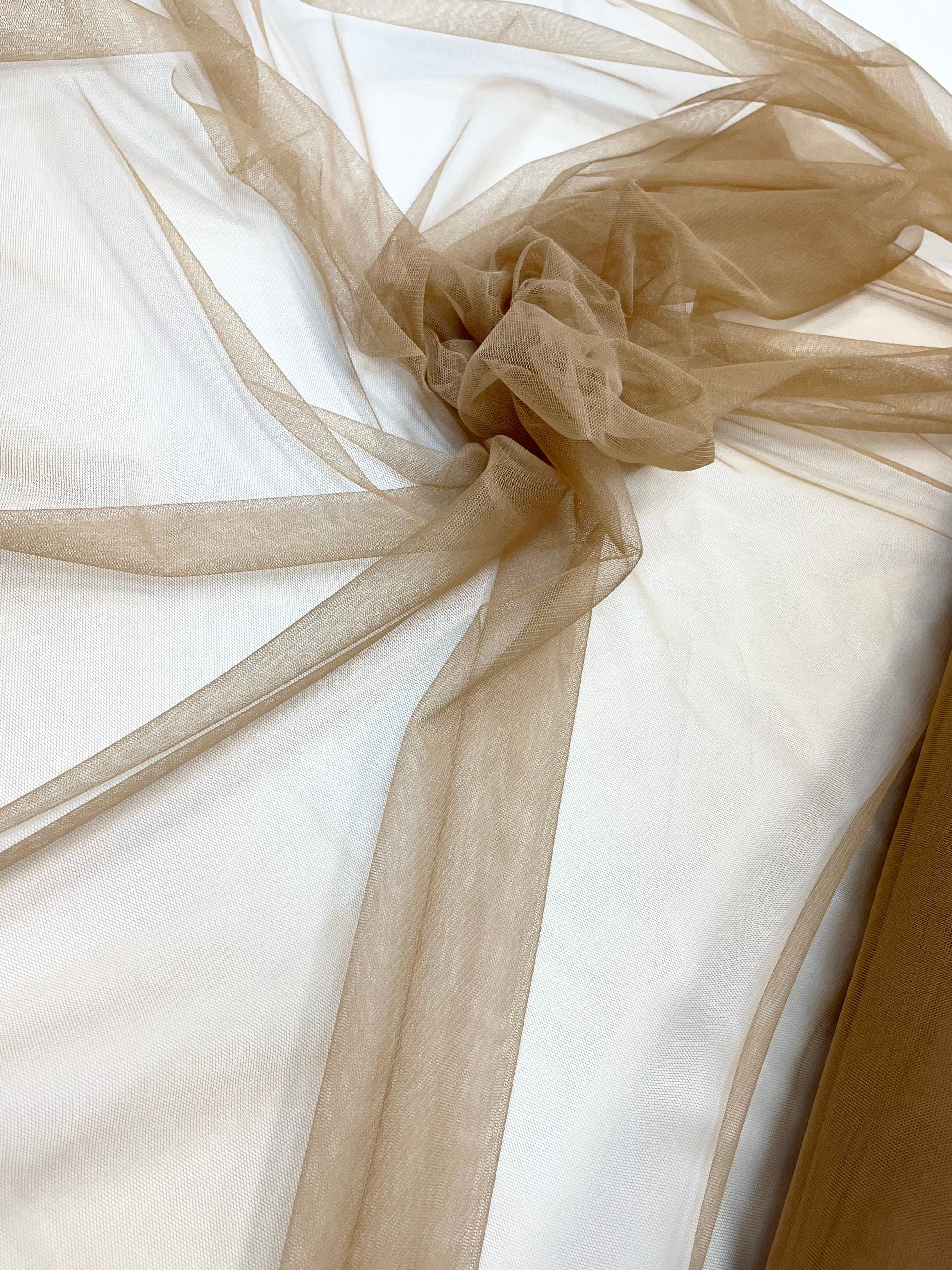 Tulle Elastic Nude Inchis - 1.5 m Latime