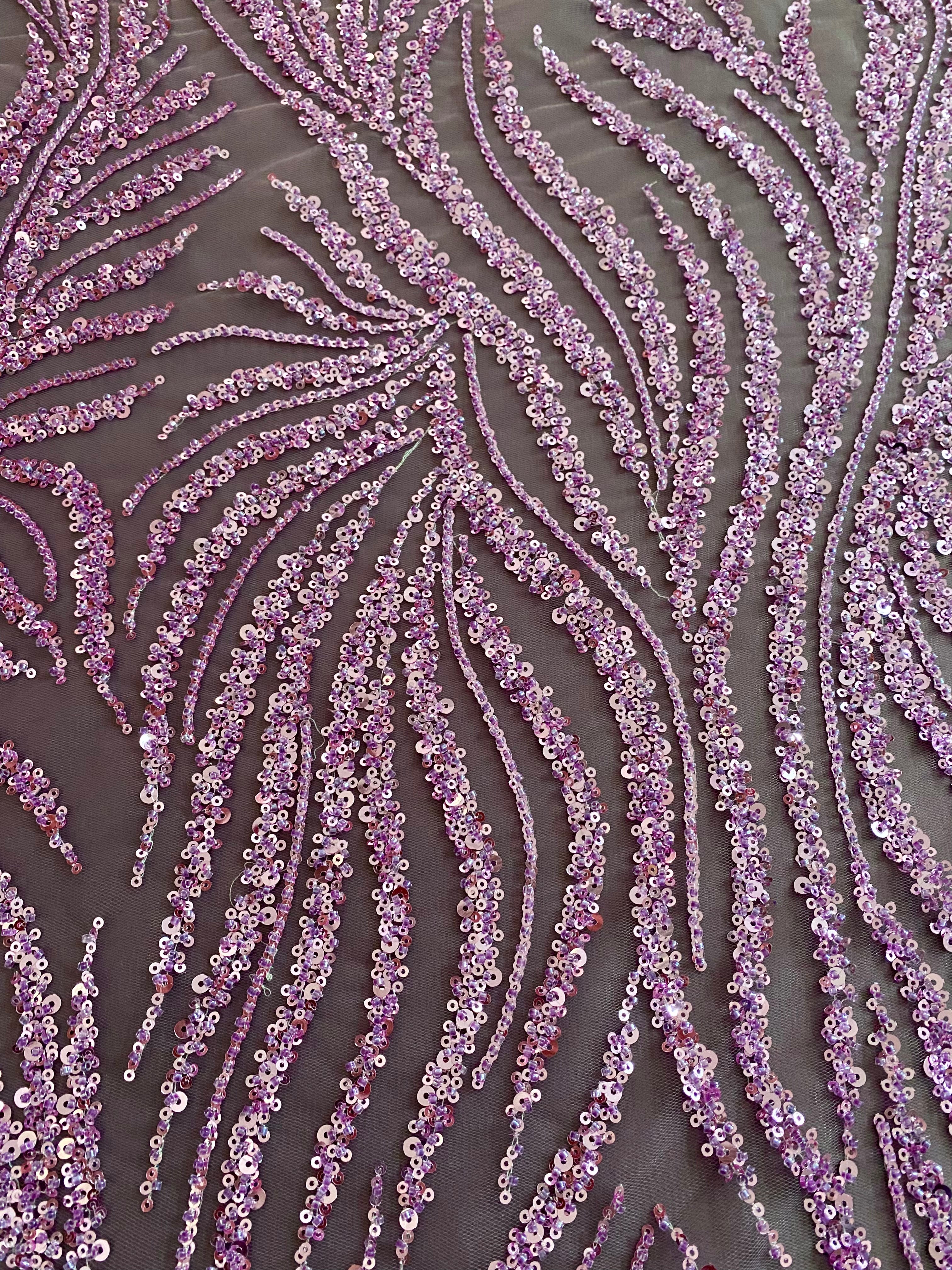 Powder Couture Lace with Strings, Beads and Sequins