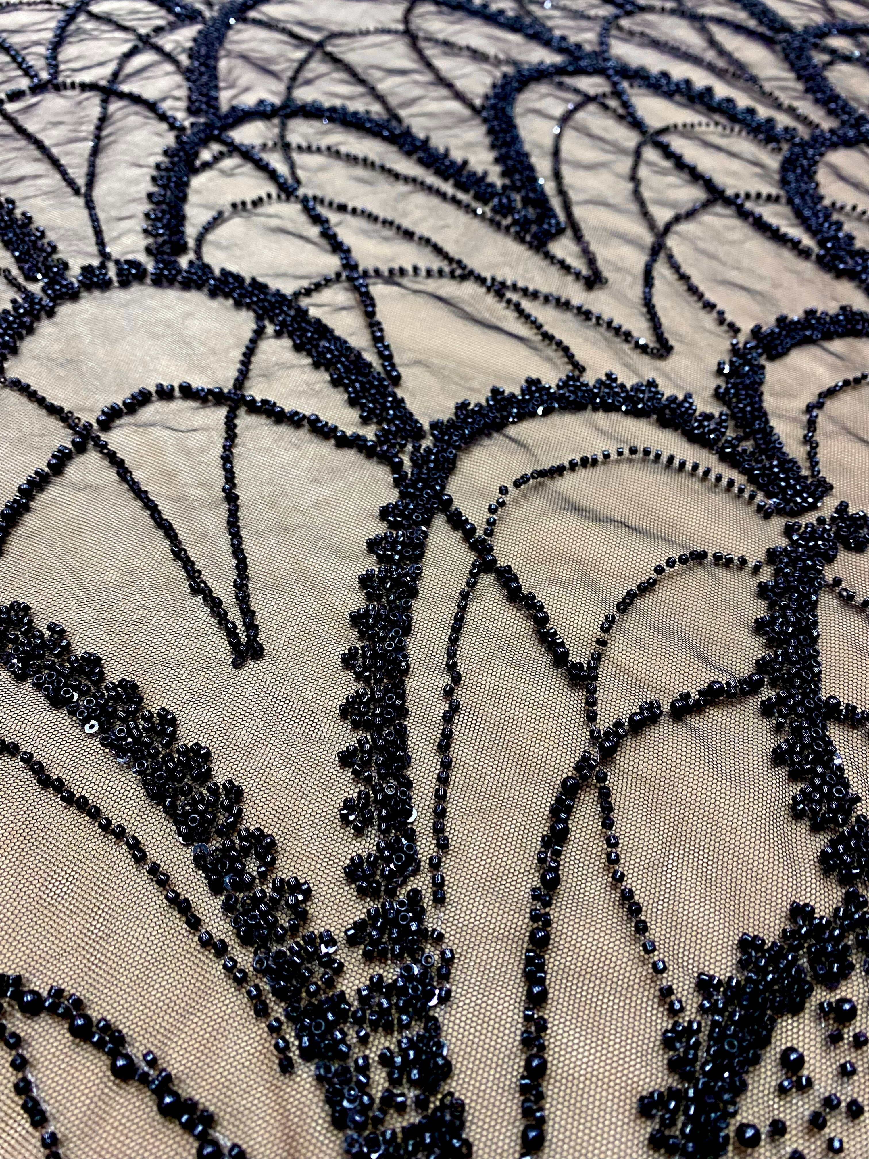 Silver Lace with Strings, Beads and Sequins