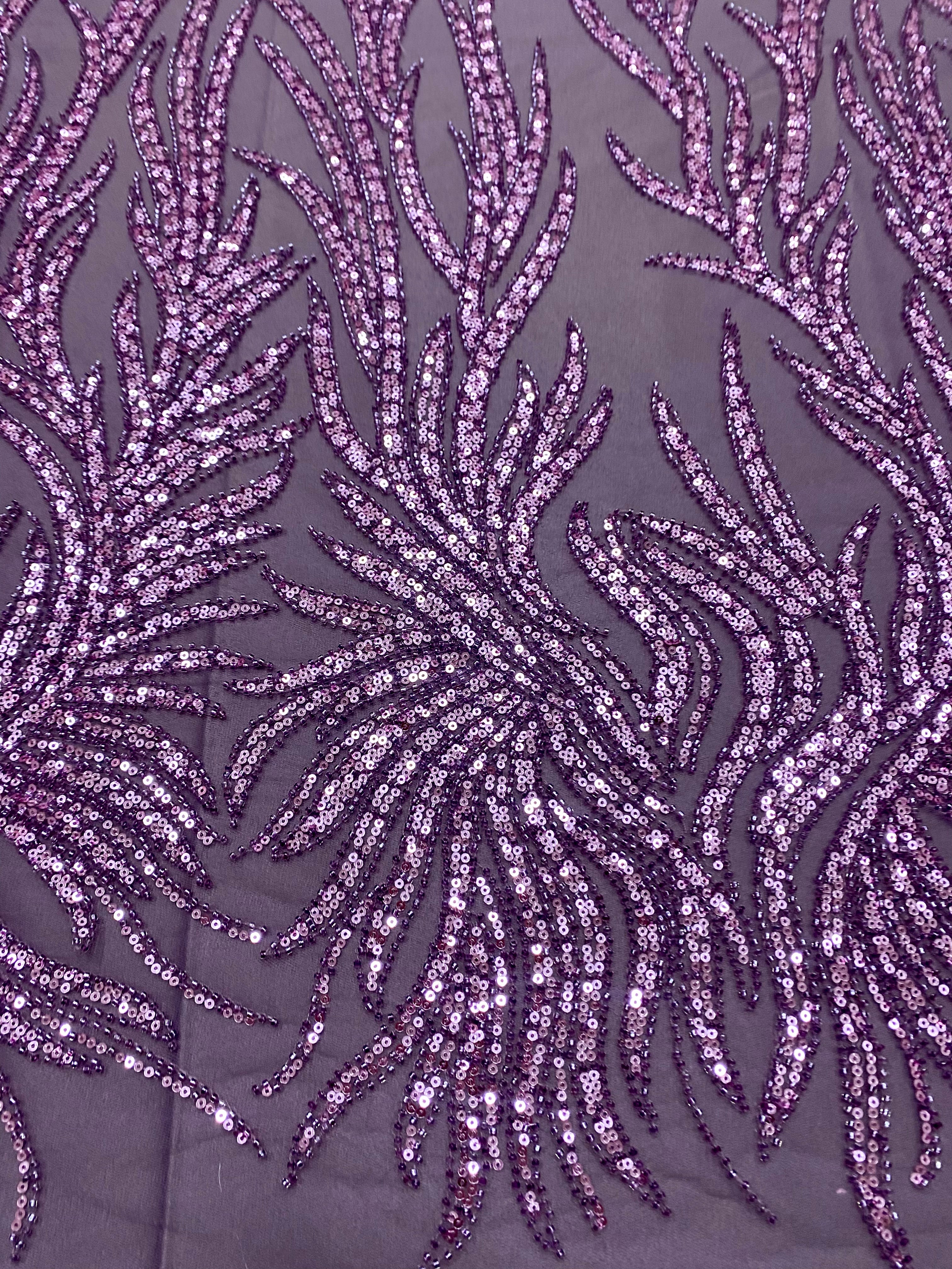 Silver Lace with Linear Pattern, with Pearls and Sequins