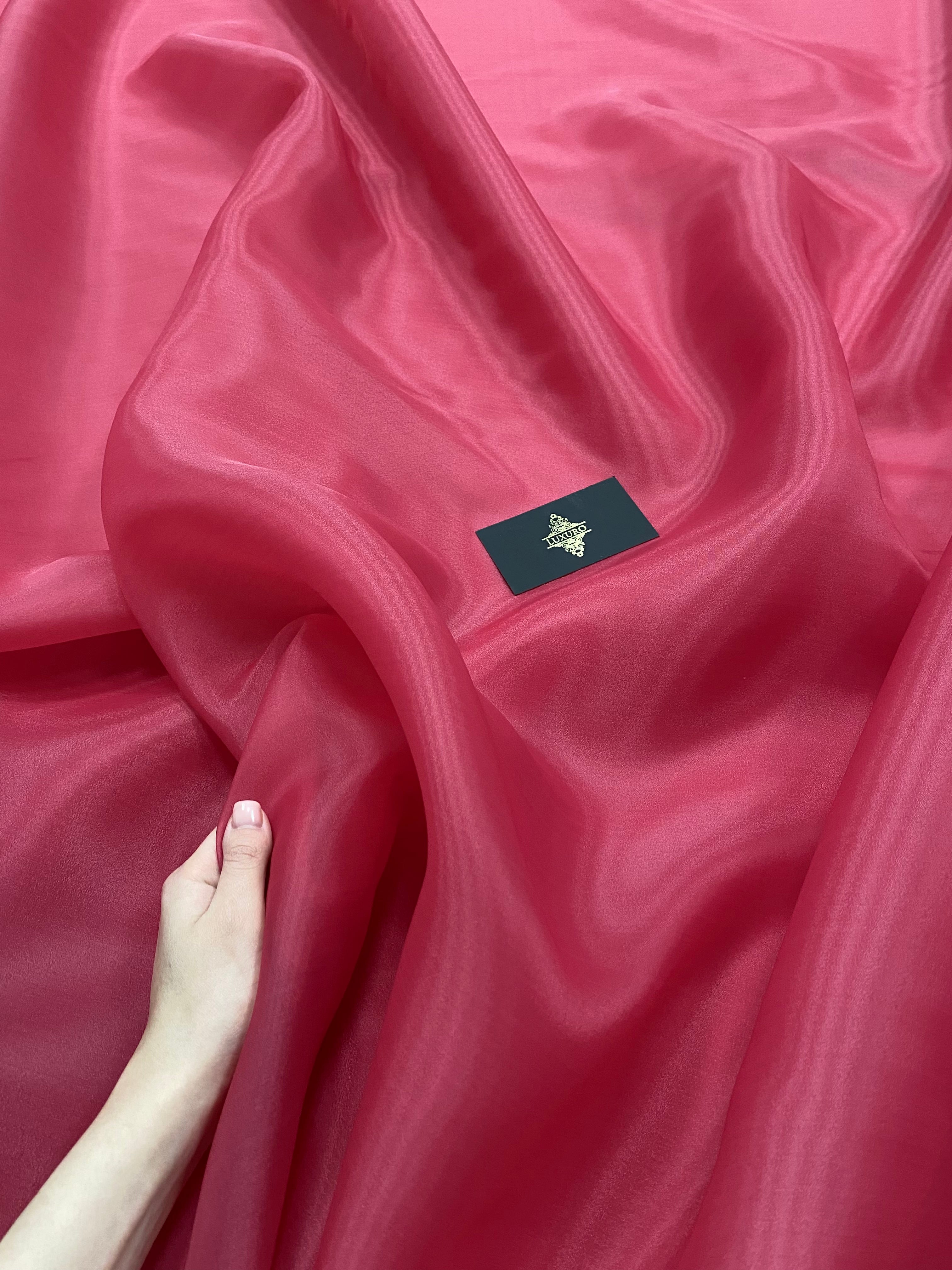 Organza Sidefata Rosu Deschis -  3 m Latime