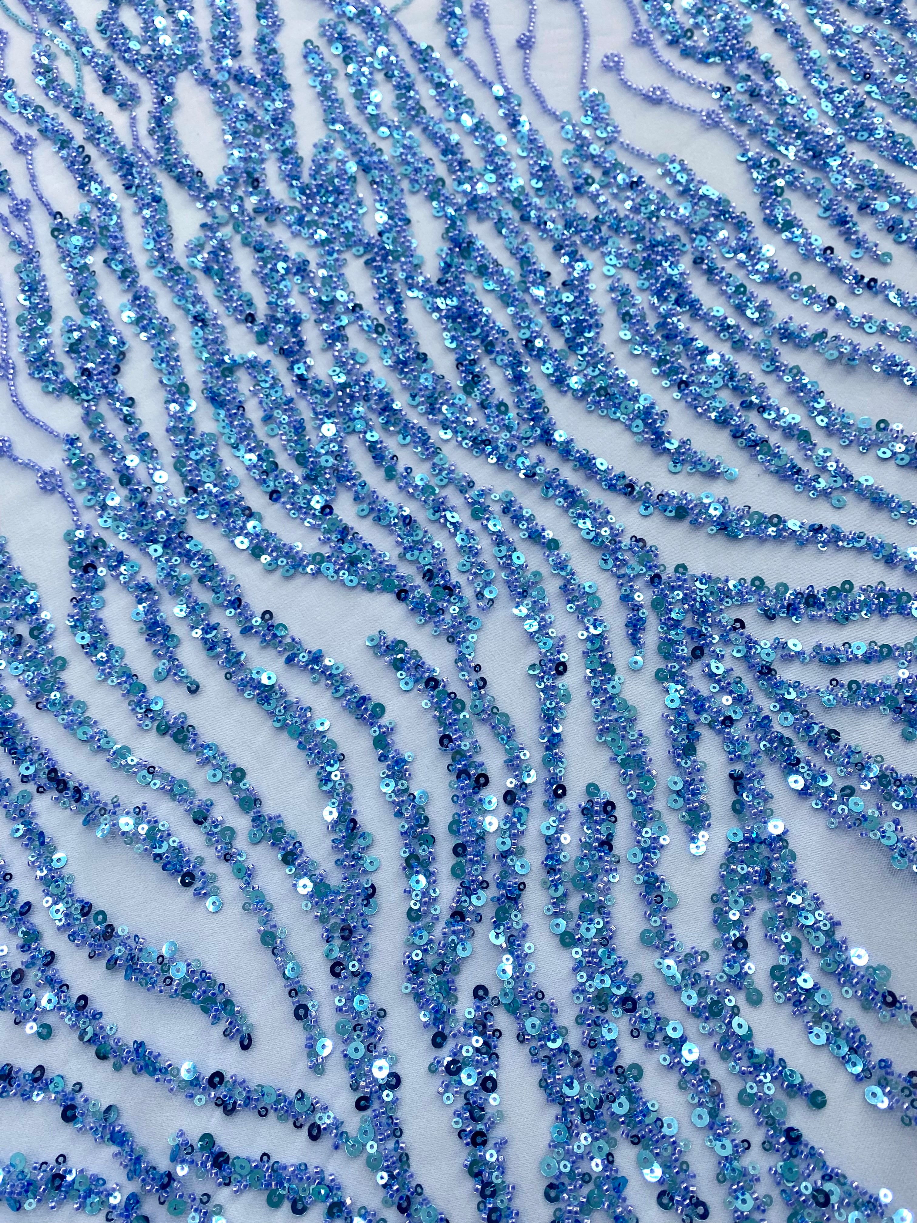 Silver Lace with Strings, Beads and Sequins