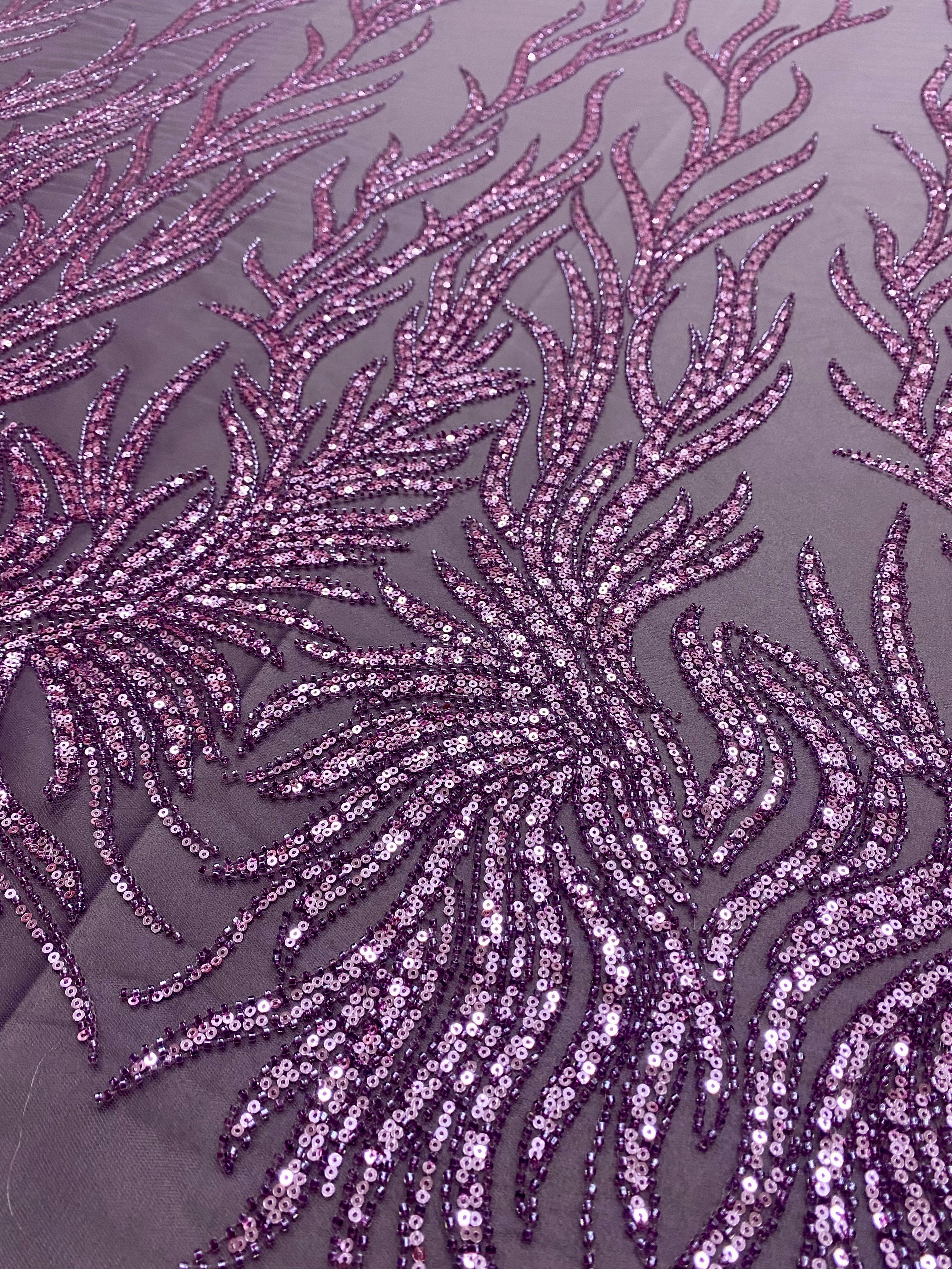Silver Lace with Linear Pattern, with Pearls and Sequins