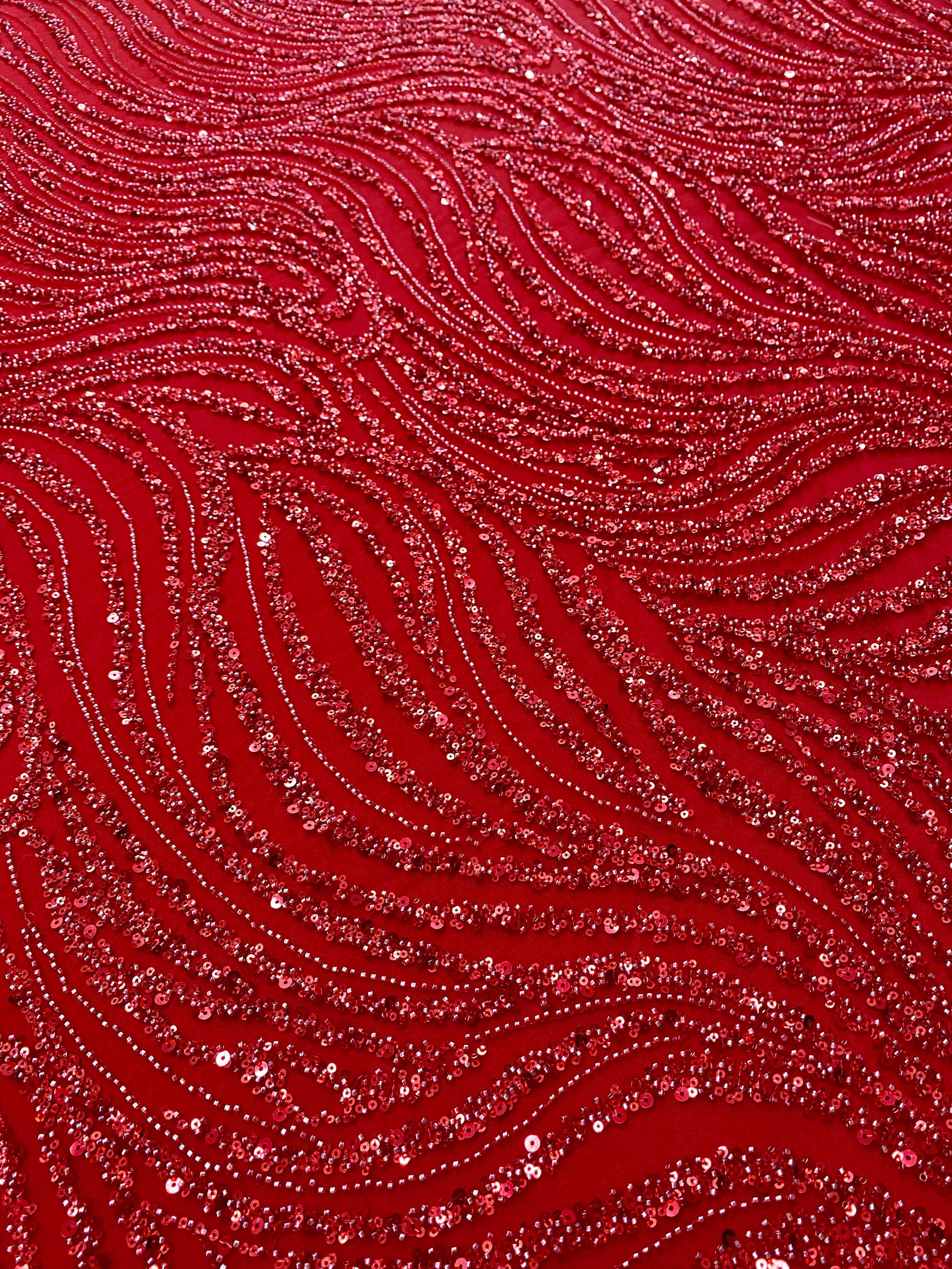 Silver Lace with Linear Pattern, with Pearls and Sequins