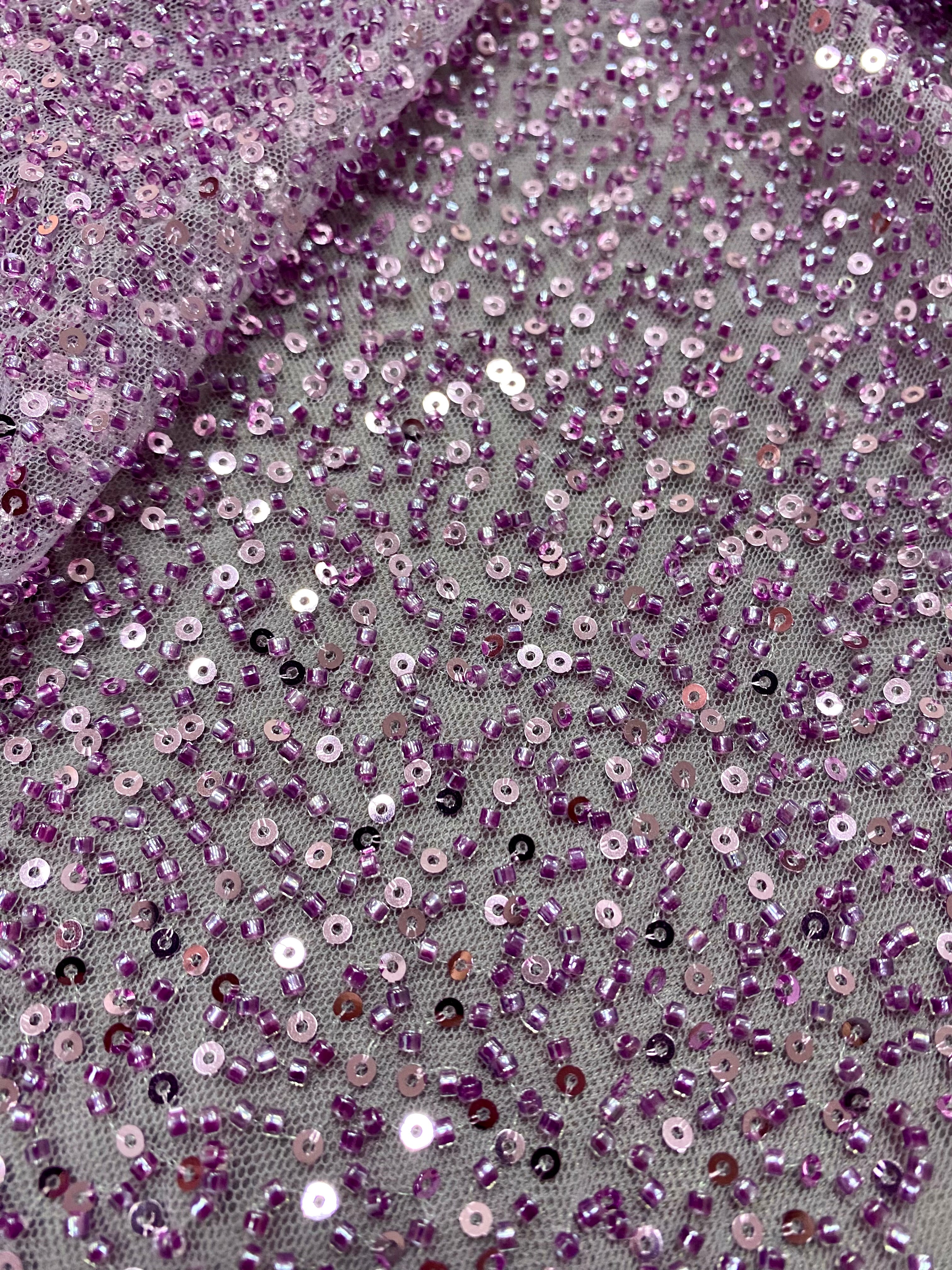 Couture Powder Lace with General Pattern, with Beads and Sequins