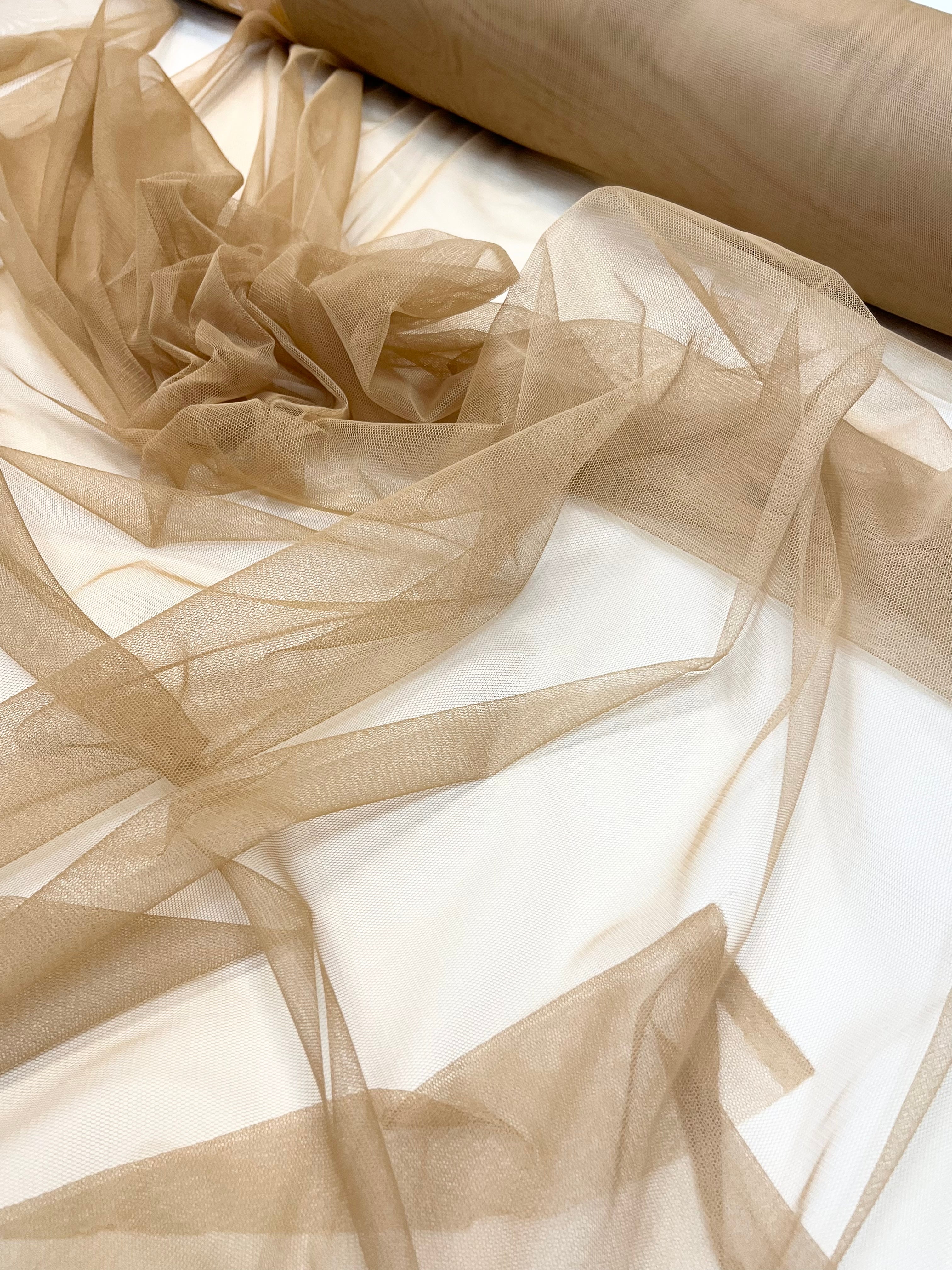 Tulle Elastic Nude Inchis - 1.5 m Latime