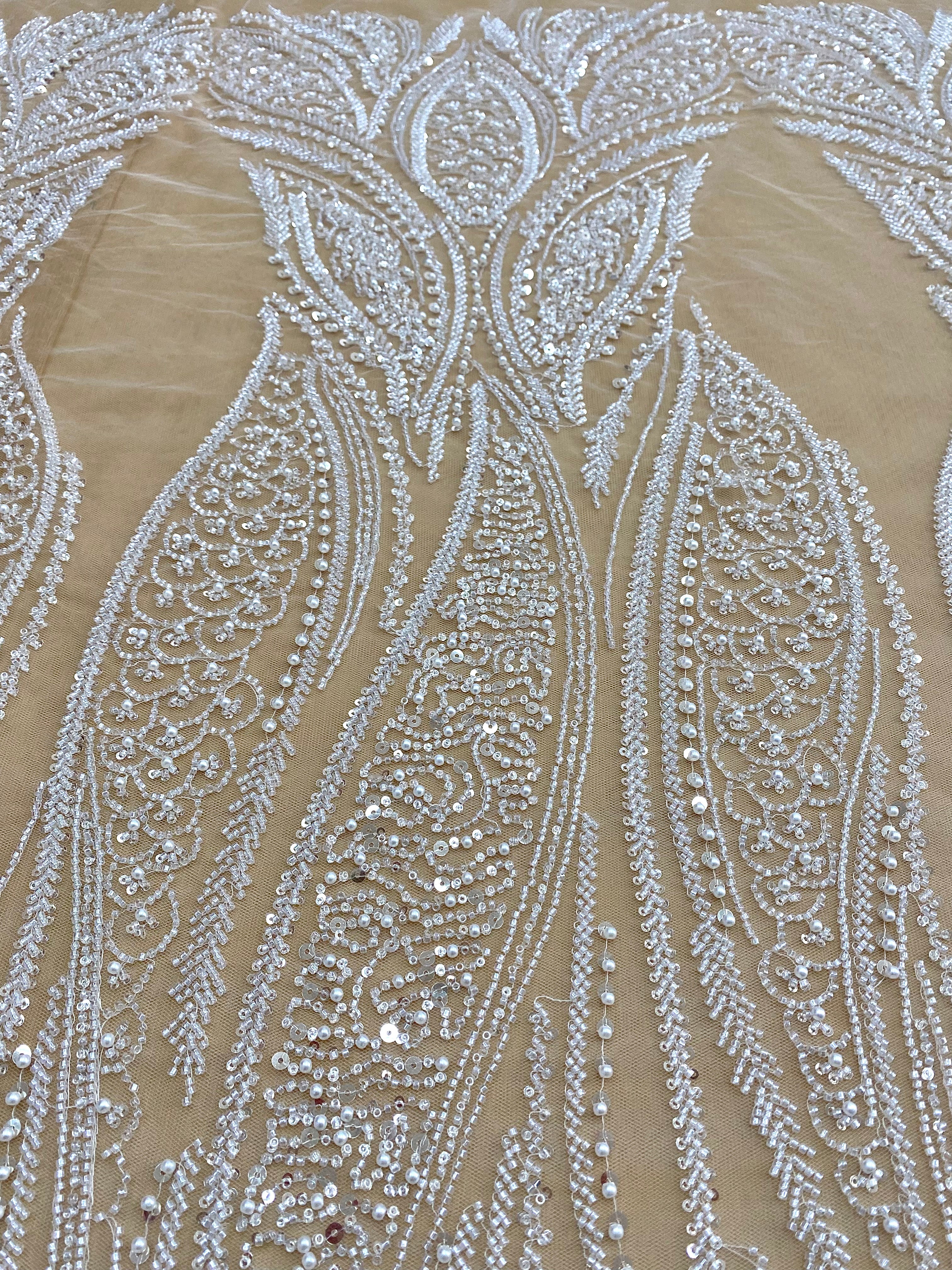 Dantela Couture Diamond cu Panou cu Perle, Margele si Paiete