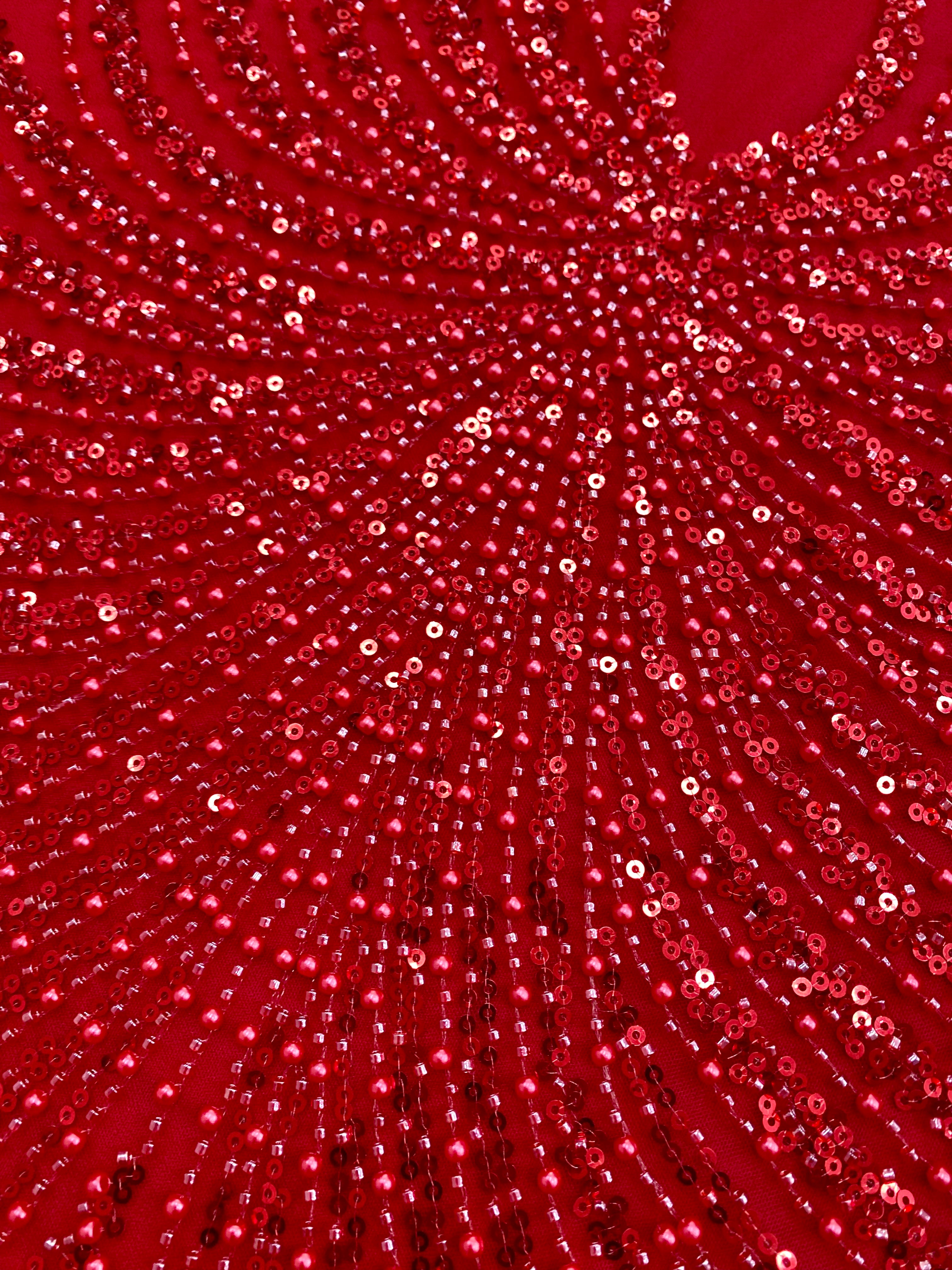 Silver Lace with Strings, Beads and Sequins