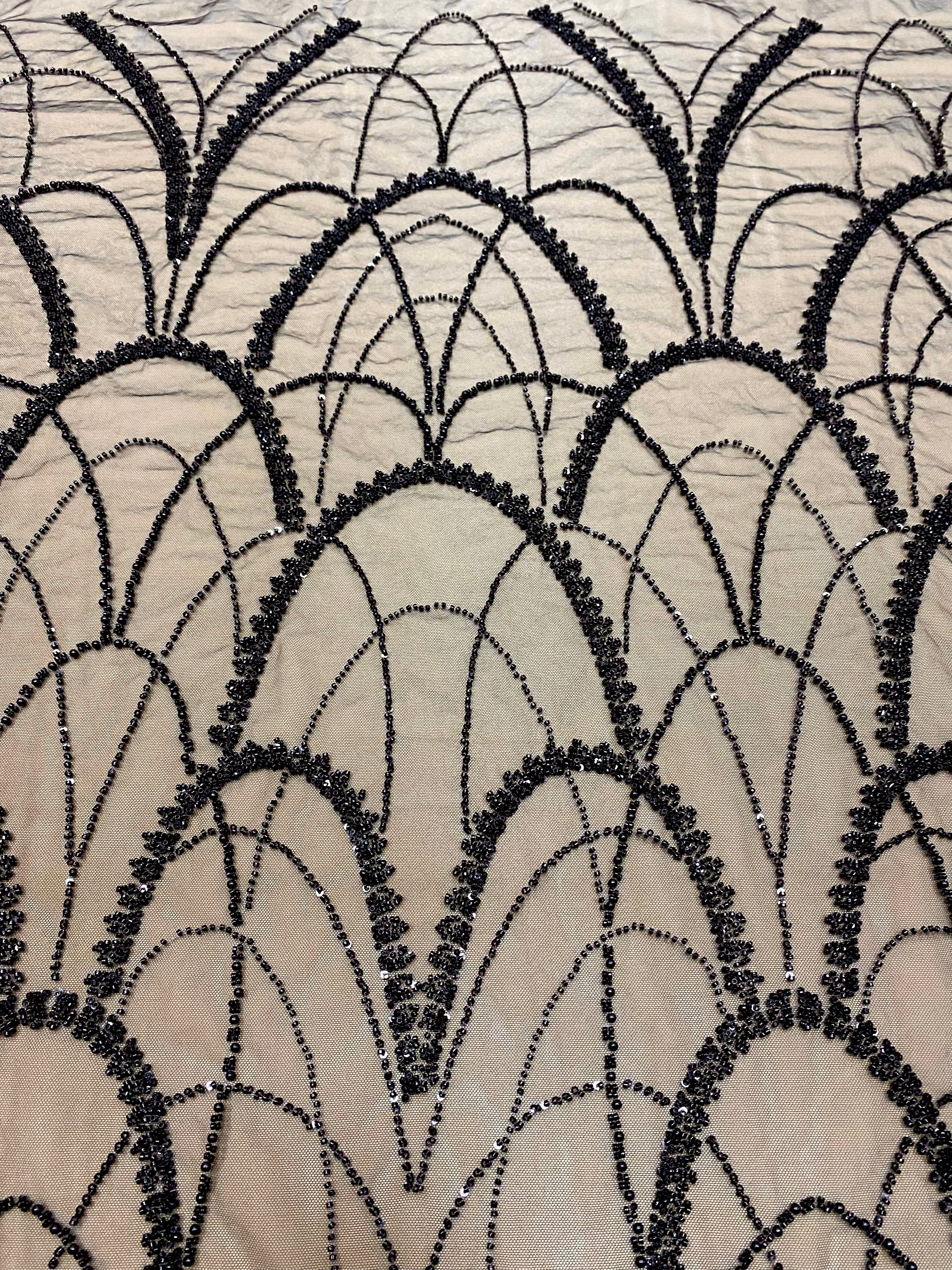 Silver Lace with Strings, Beads and Sequins