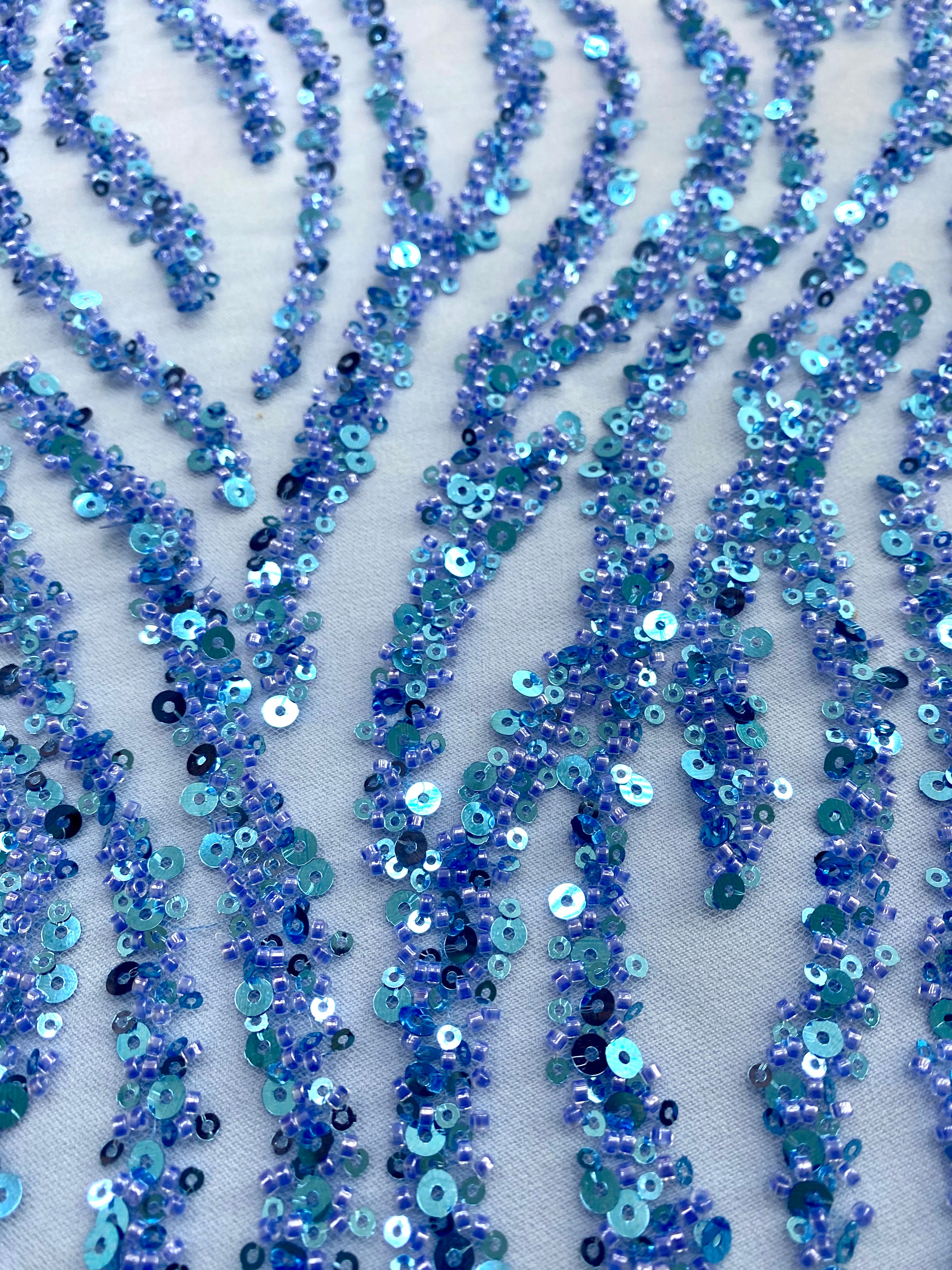 Silver Lace with Strings, Beads and Sequins