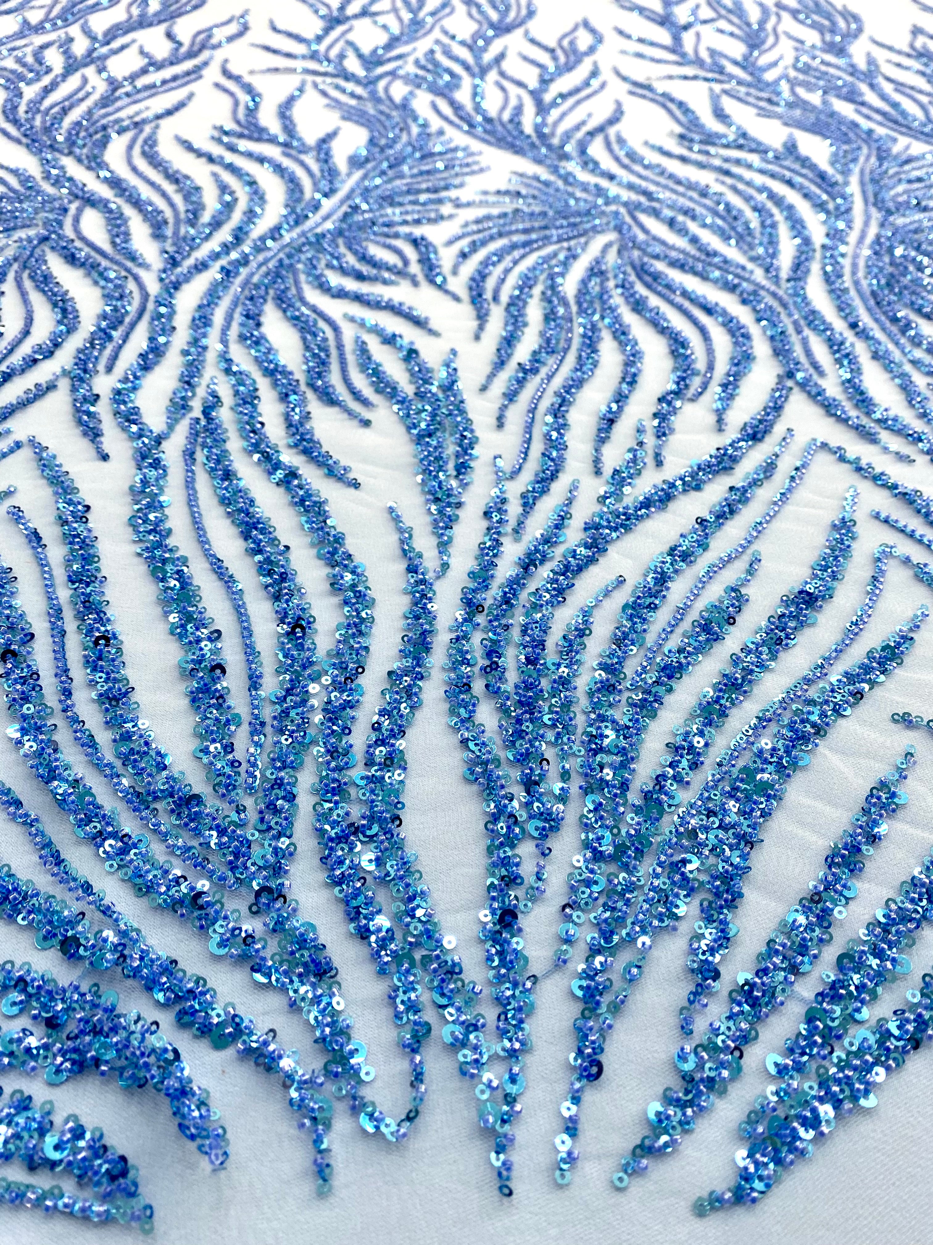 Silver Lace with Strings, Beads and Sequins