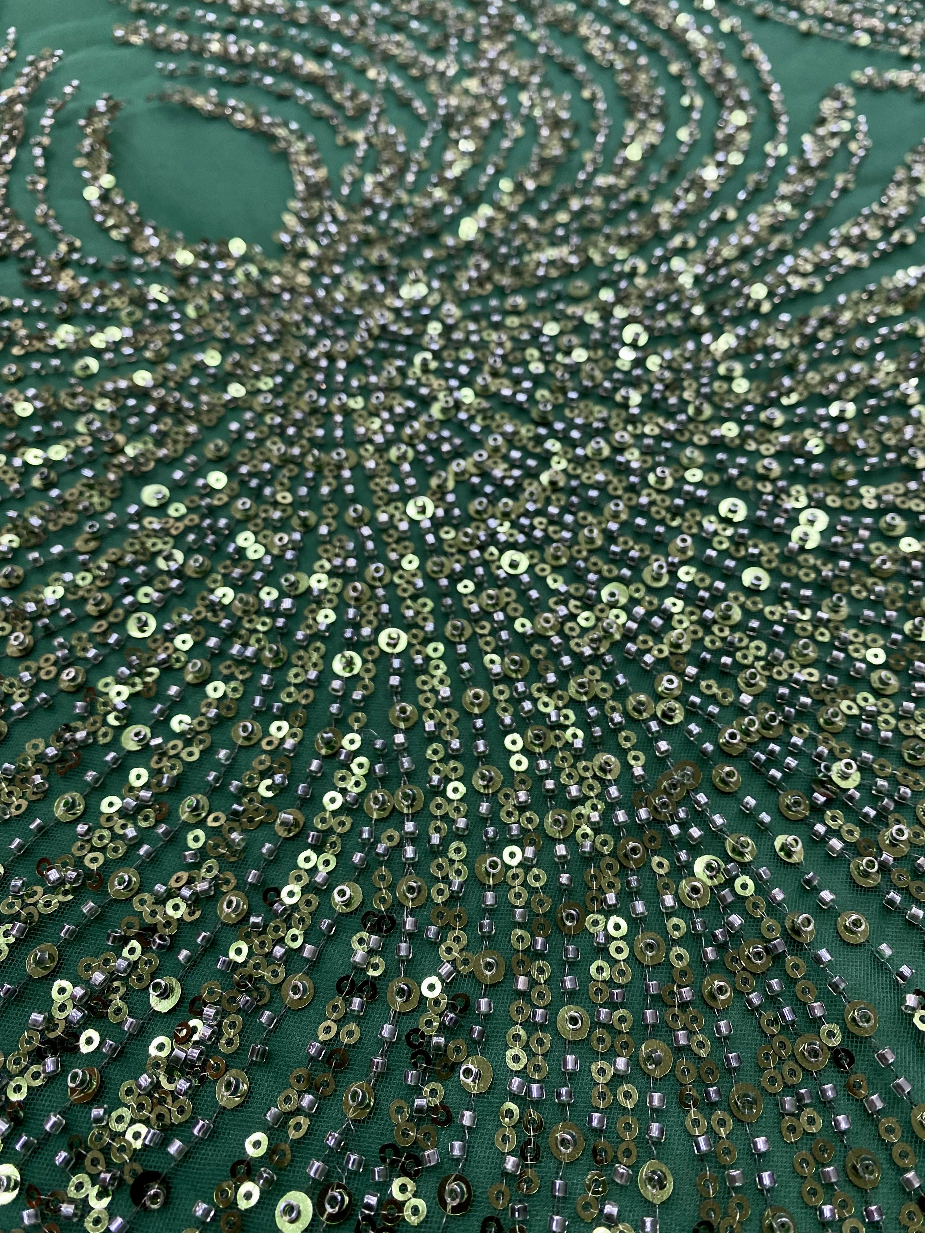 Silver Lace with Strings, Beads and Sequins