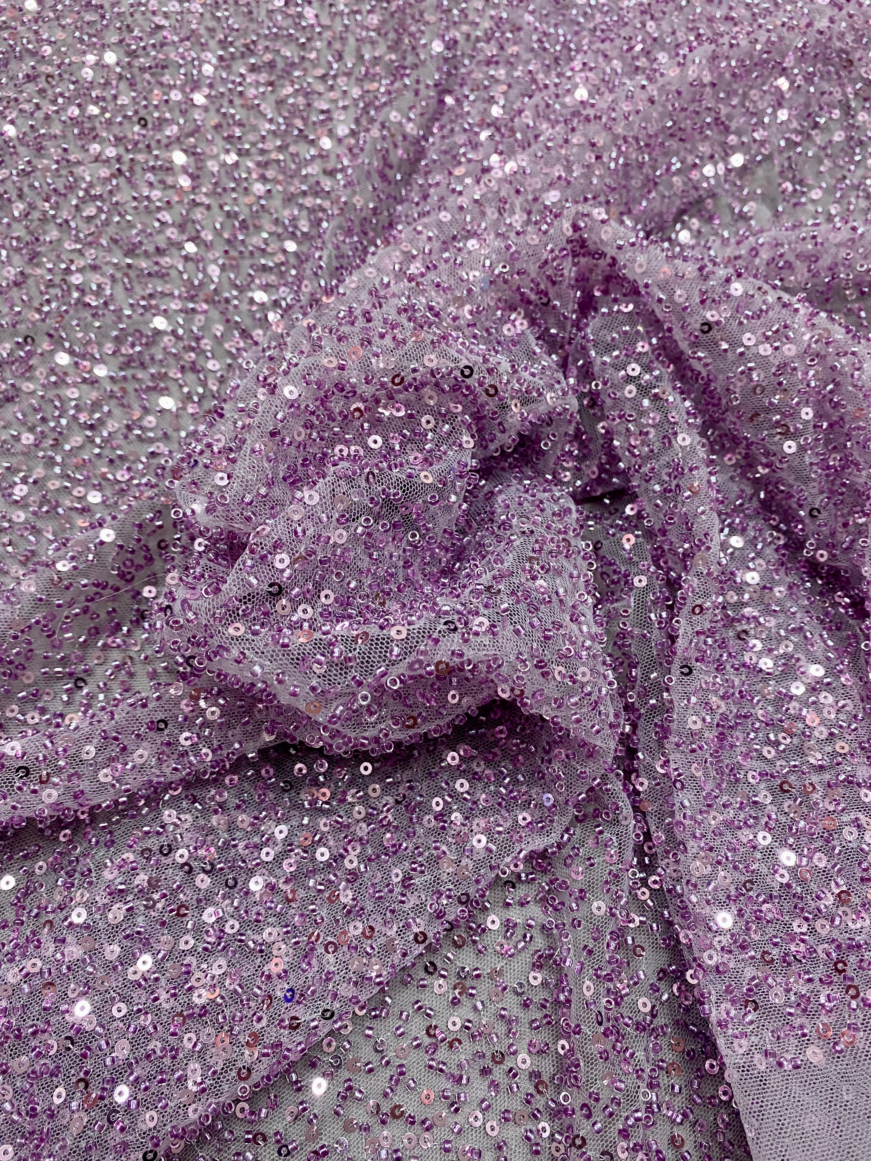 Couture Powder Lace with General Pattern, with Beads and Sequins