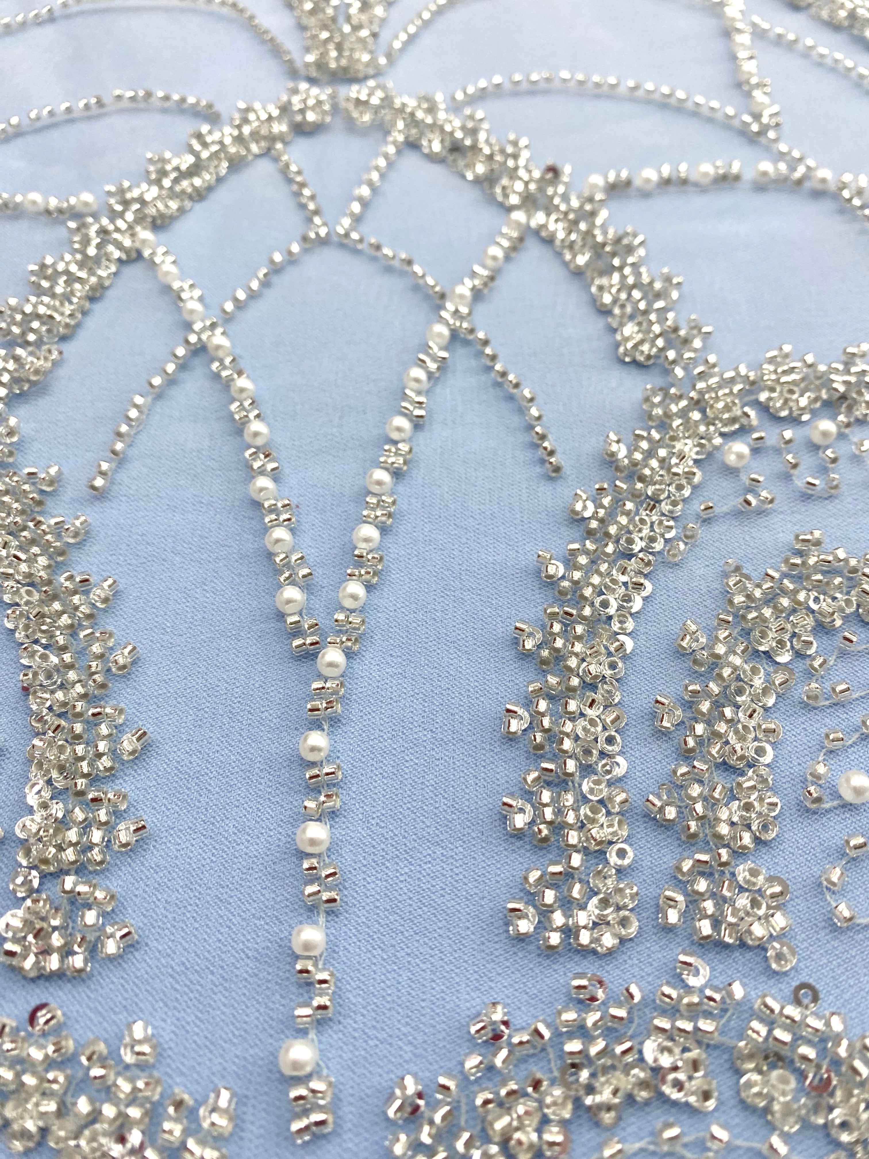 Silver Lace with Strings, Beads and Sequins