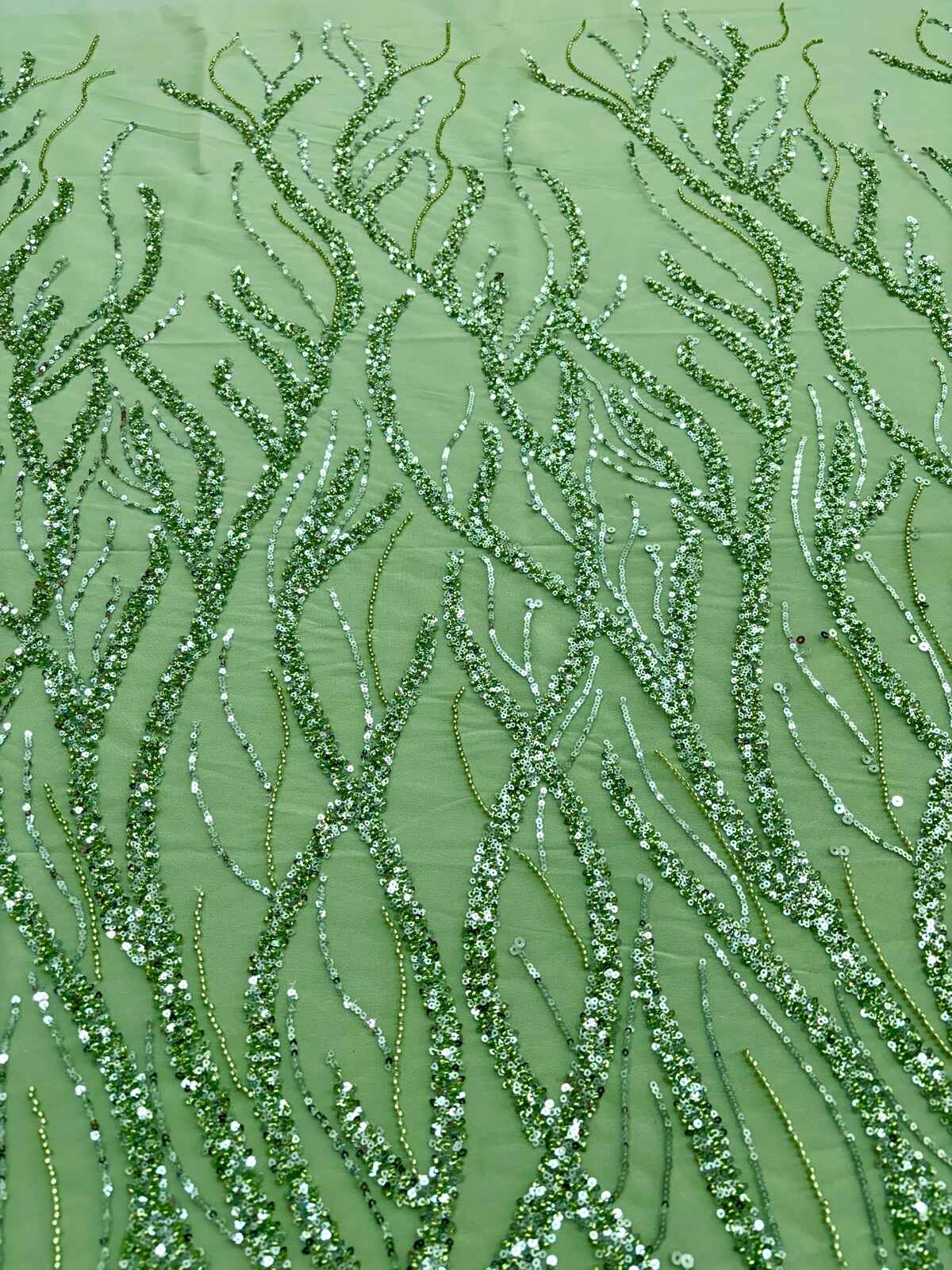 Navy Blue Lace with Strings, Beads and Sequins