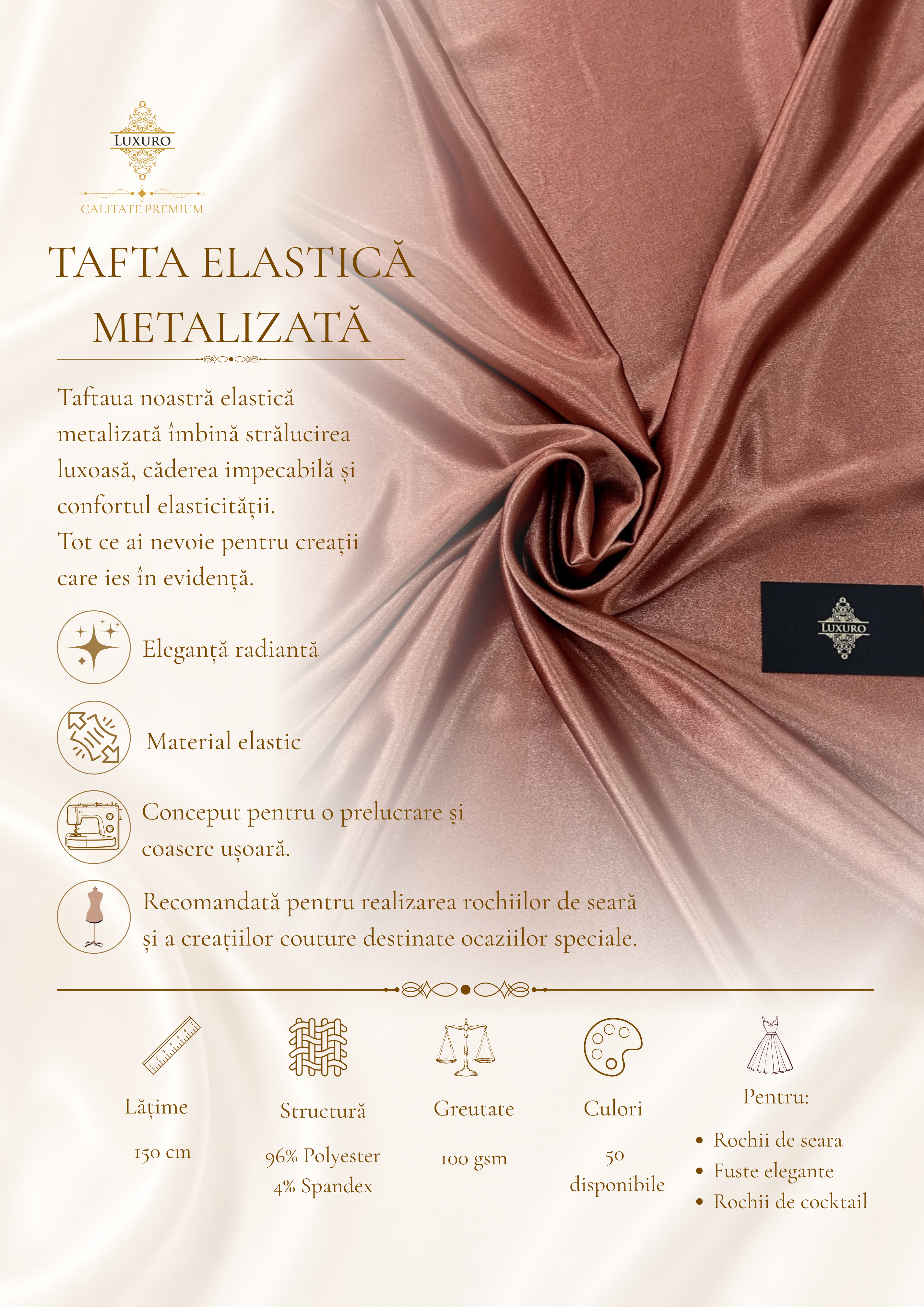 Tafta Elastica Metalizata Aramie
