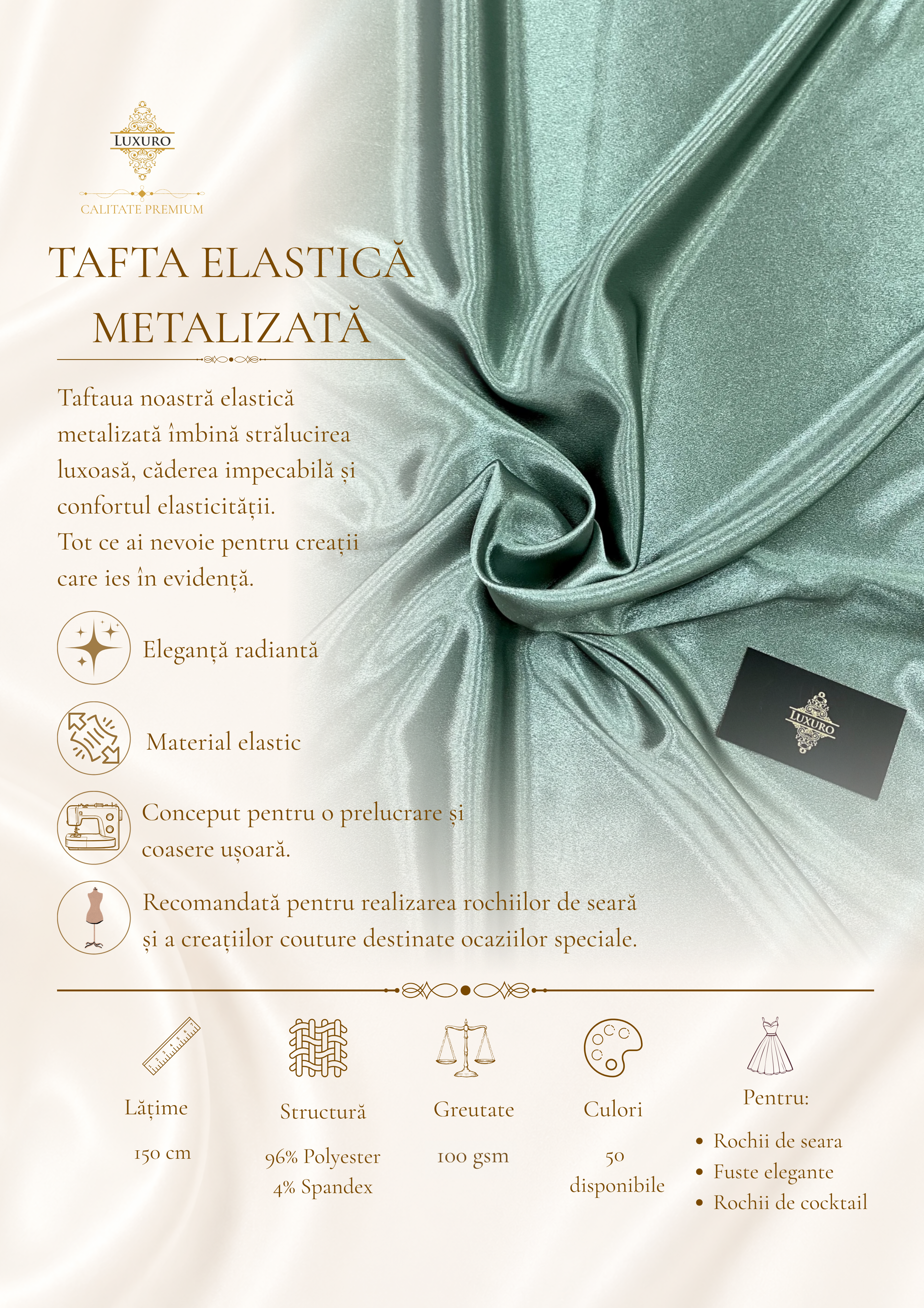 Duck Egg Green Shiny Elastic Taffeta