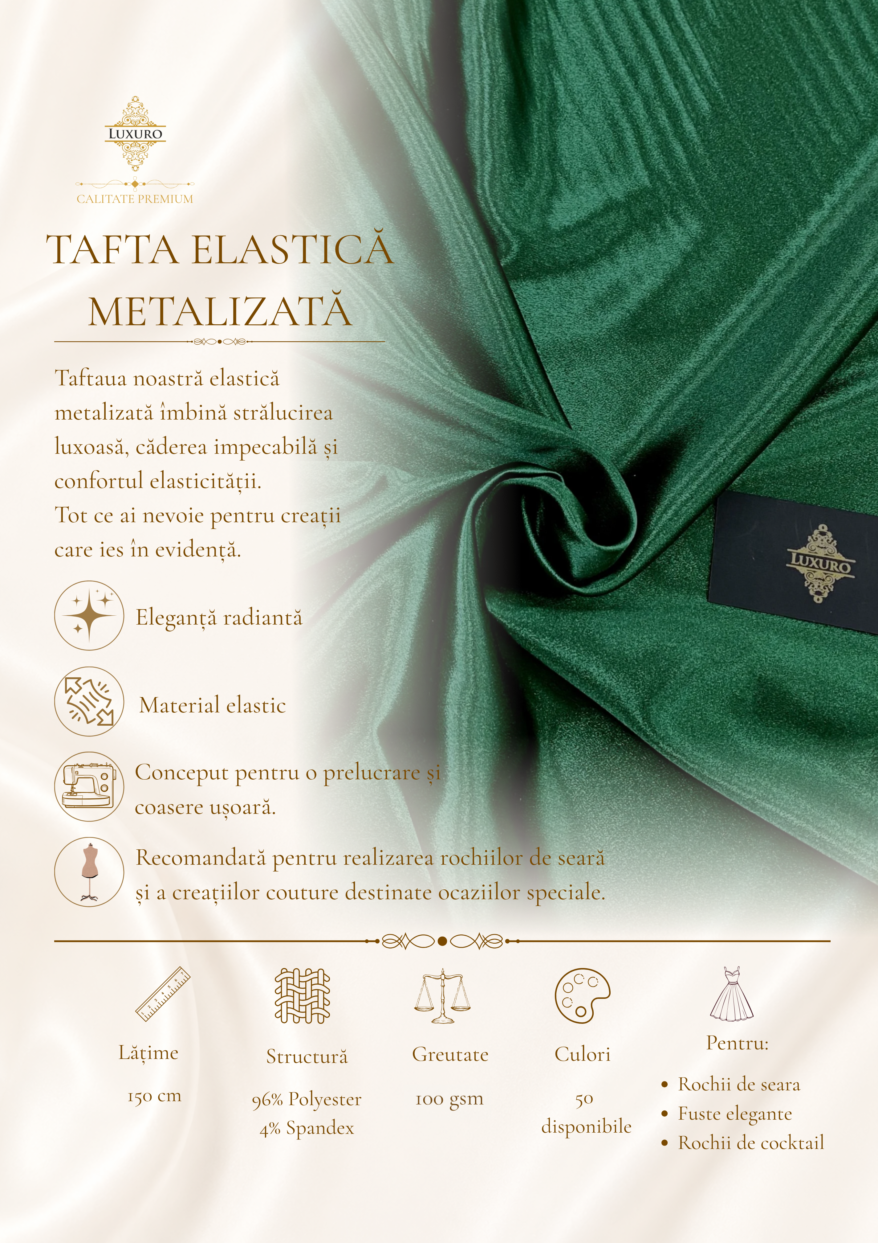 Emerald Green Shiny Elastic Taffeta