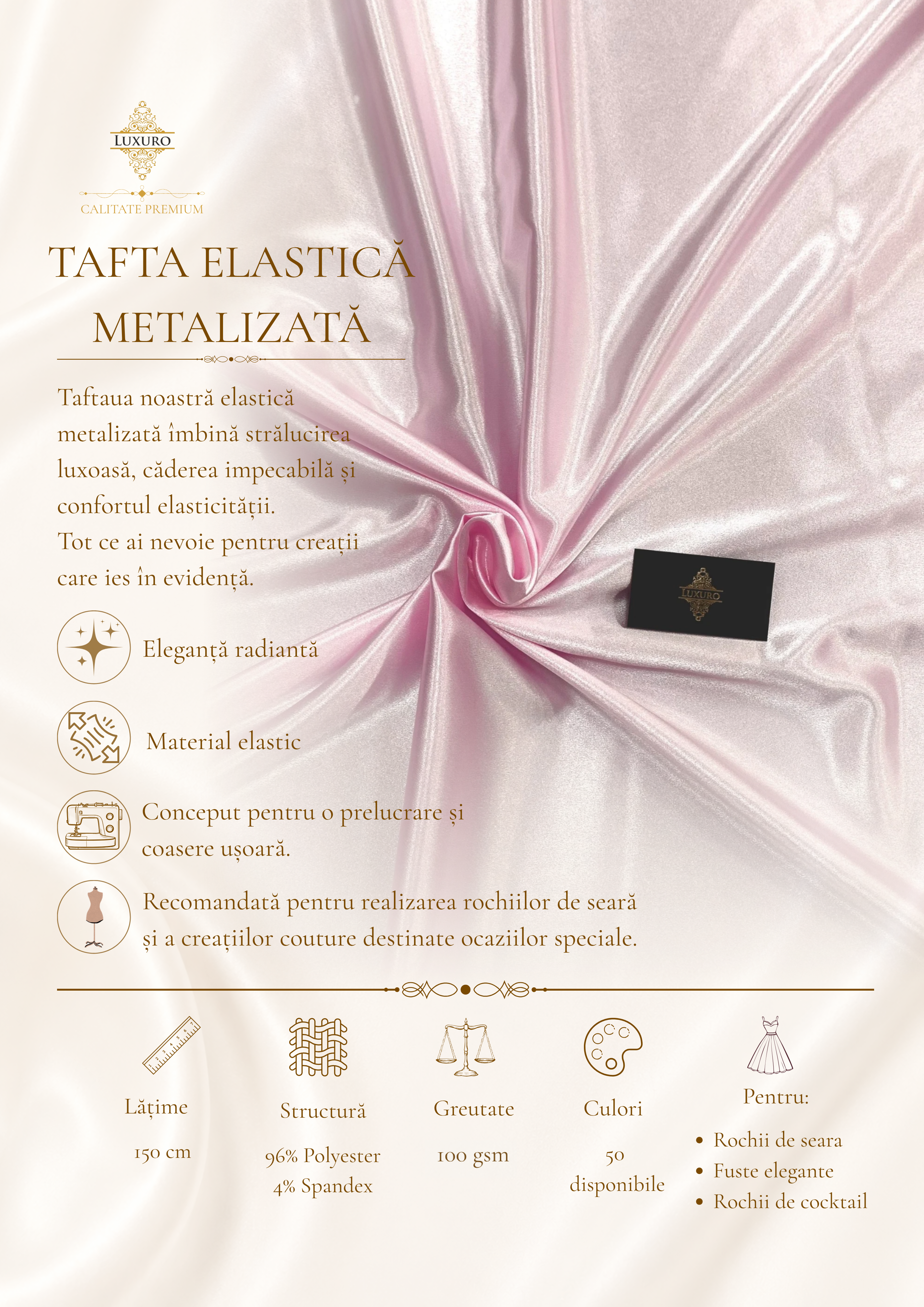Light Pink Shiny Elastic Taffeta