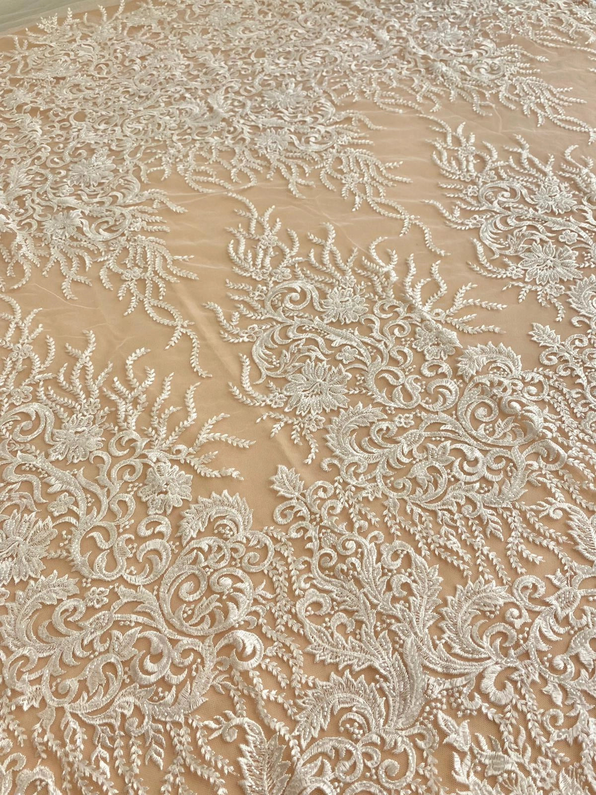 Floral Lace with Beads and Sequins
