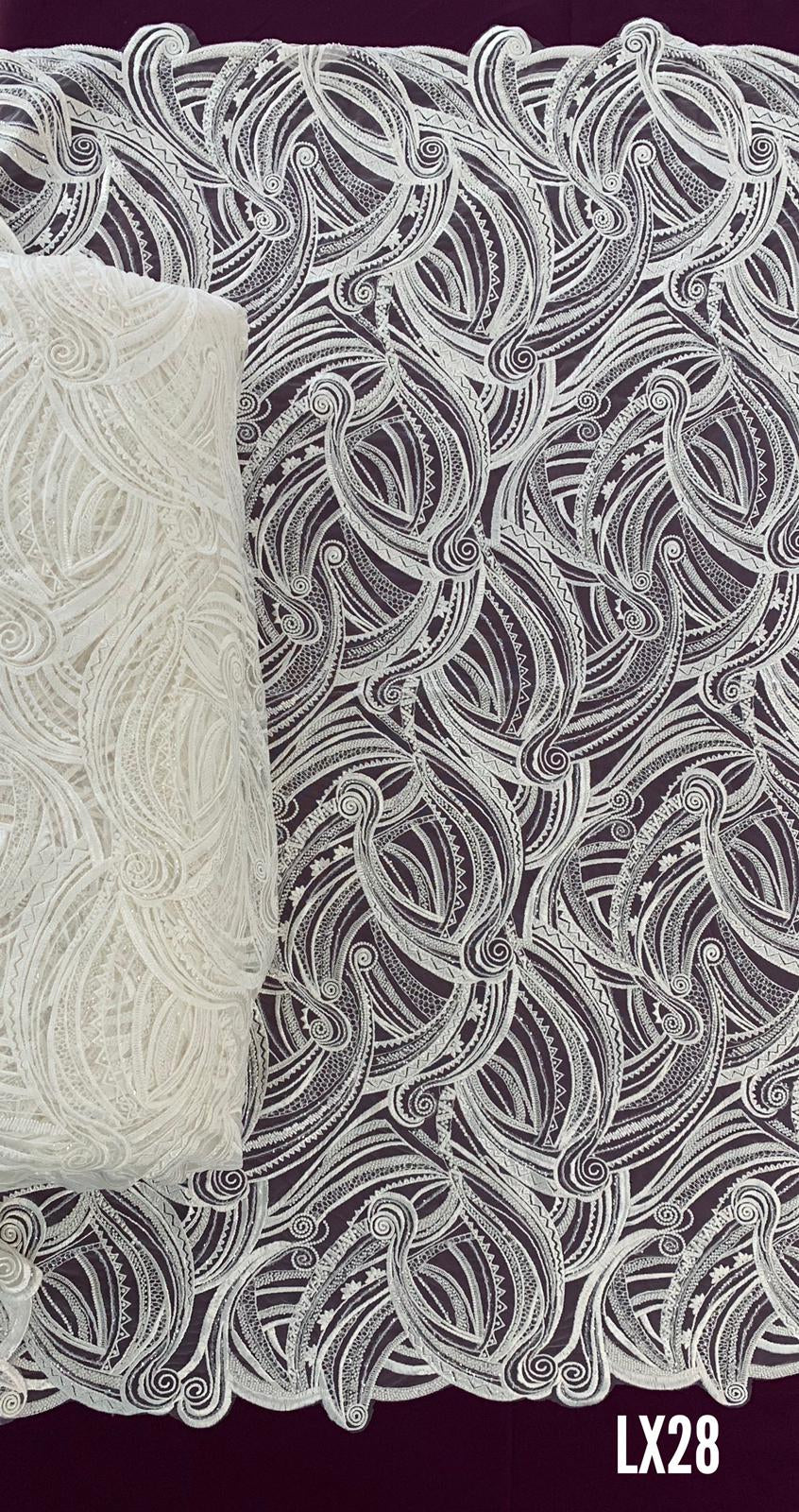 Lace with Geometric Pattern, with Pearls and Sequins