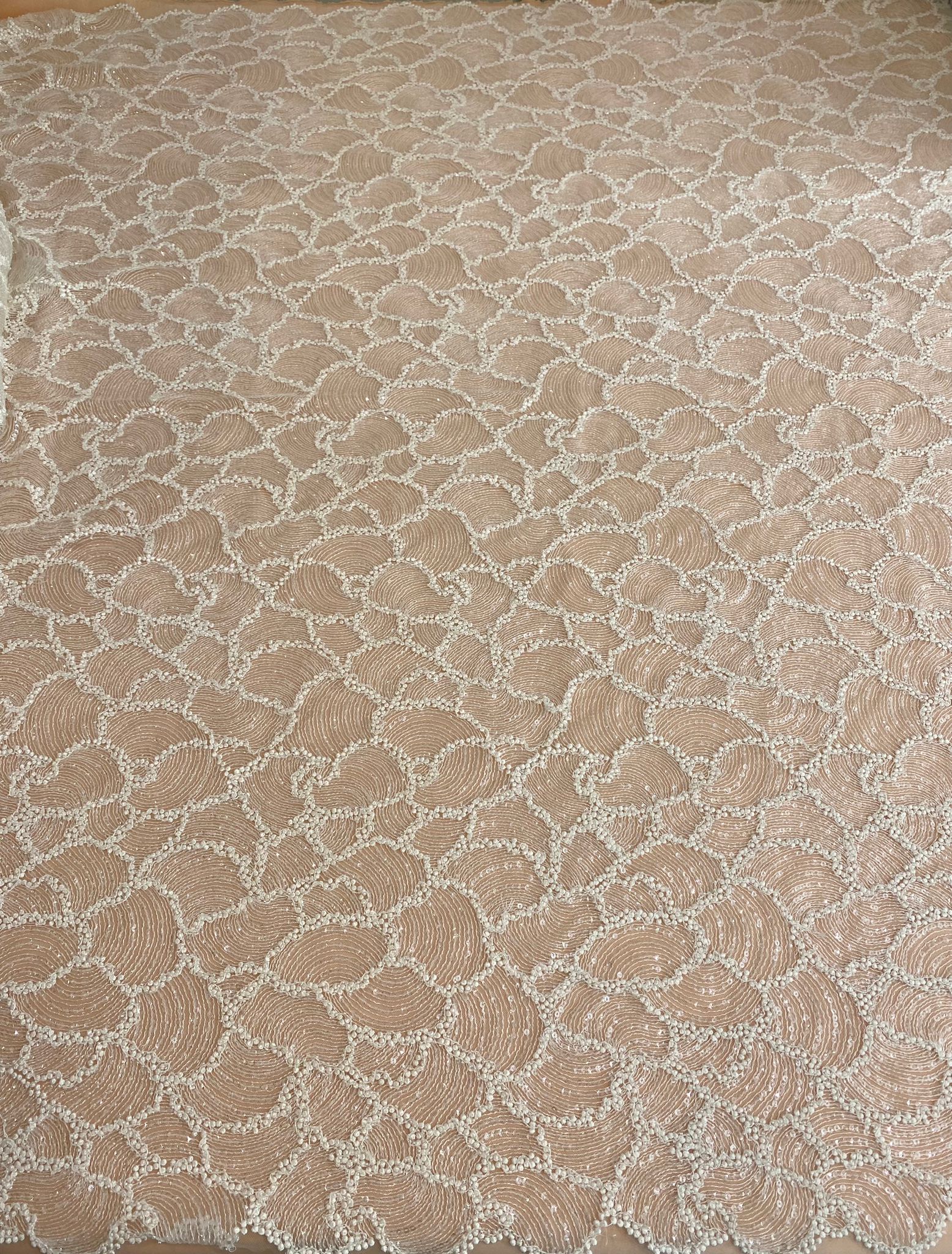 Geometric Pattern Lace with Beads and Sequins