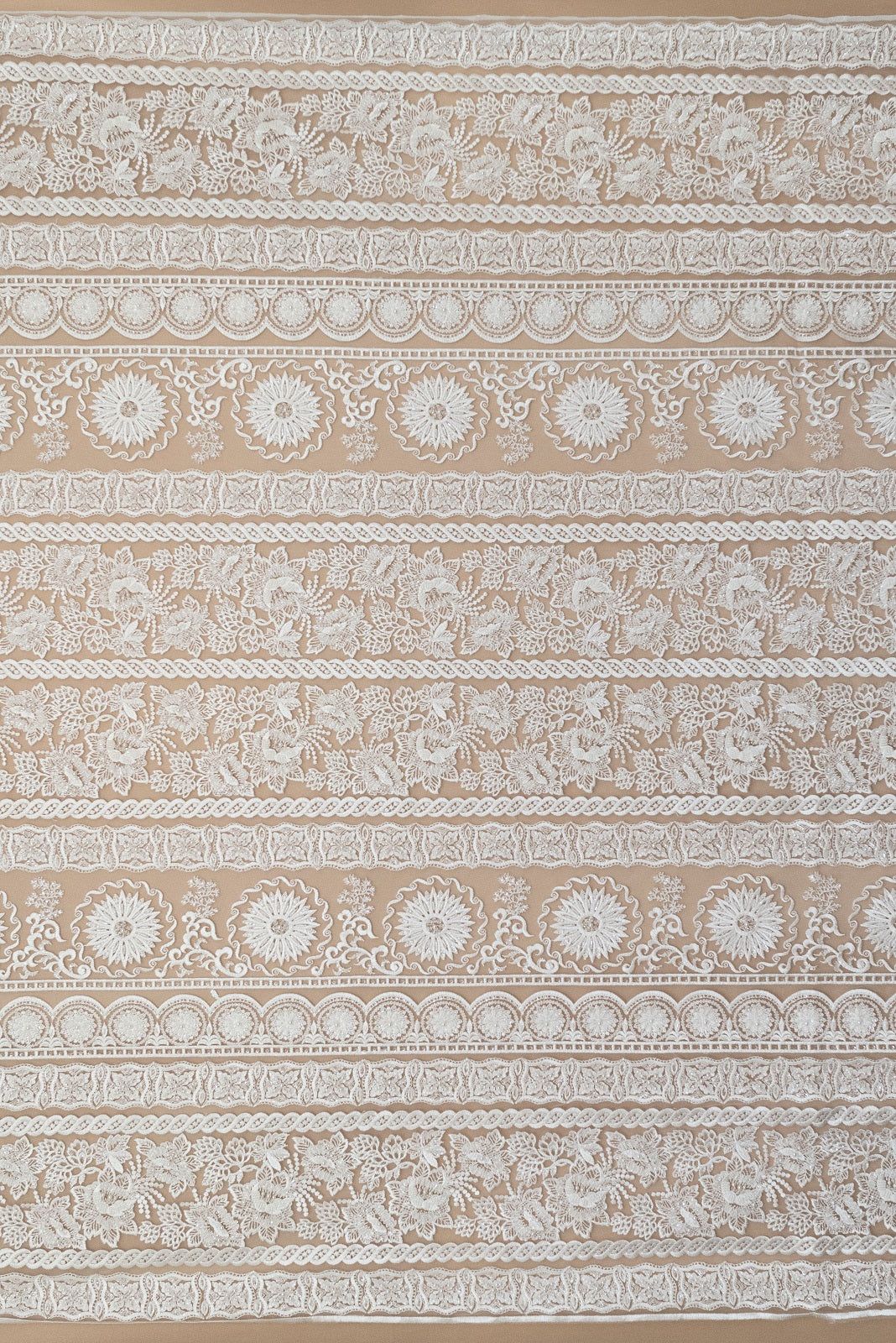 Lace with Floral Pattern, with Crystals, Pearls and Sequins