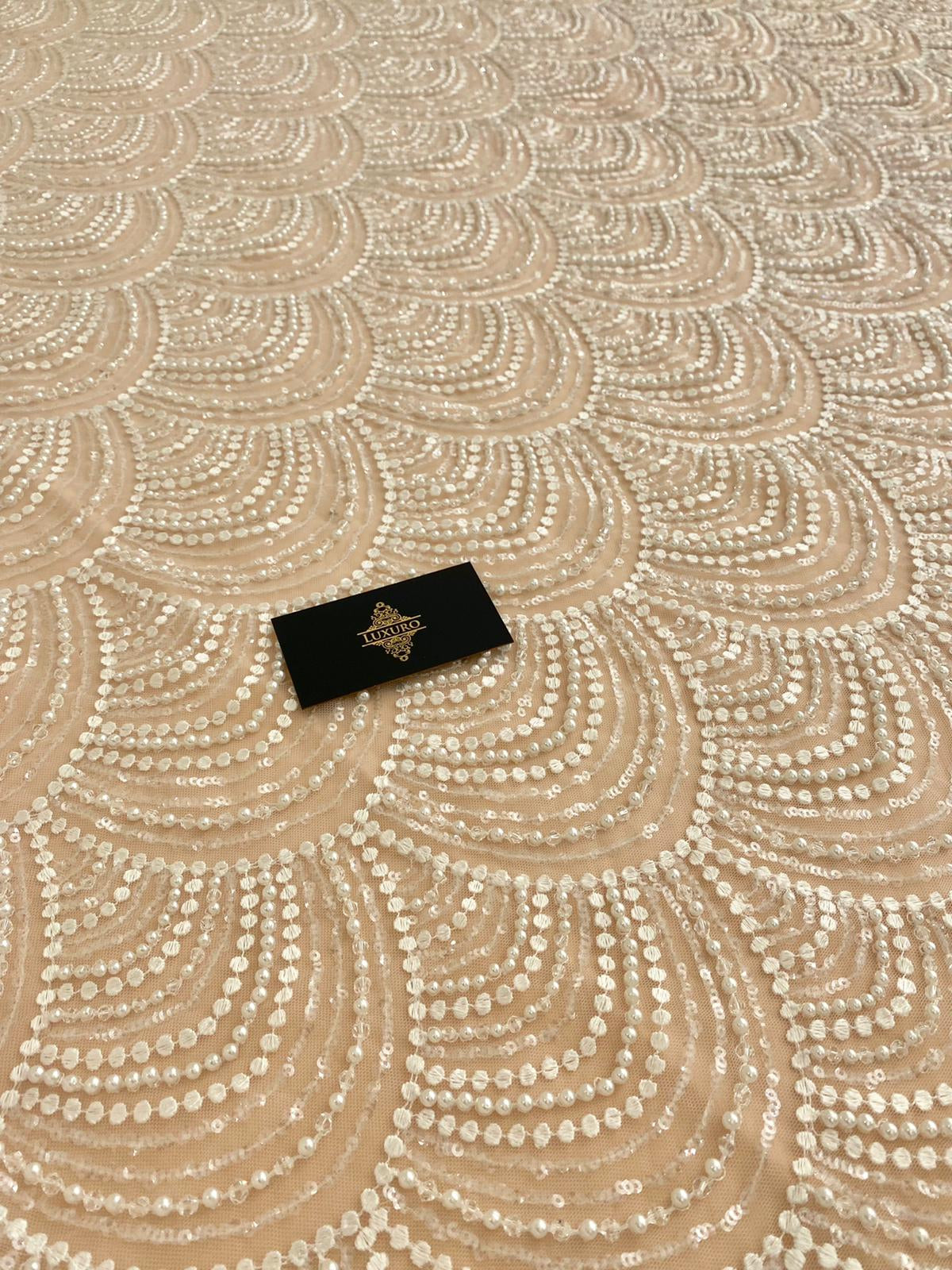 Lace with Geometric Pattern, with Pearls and Sequins