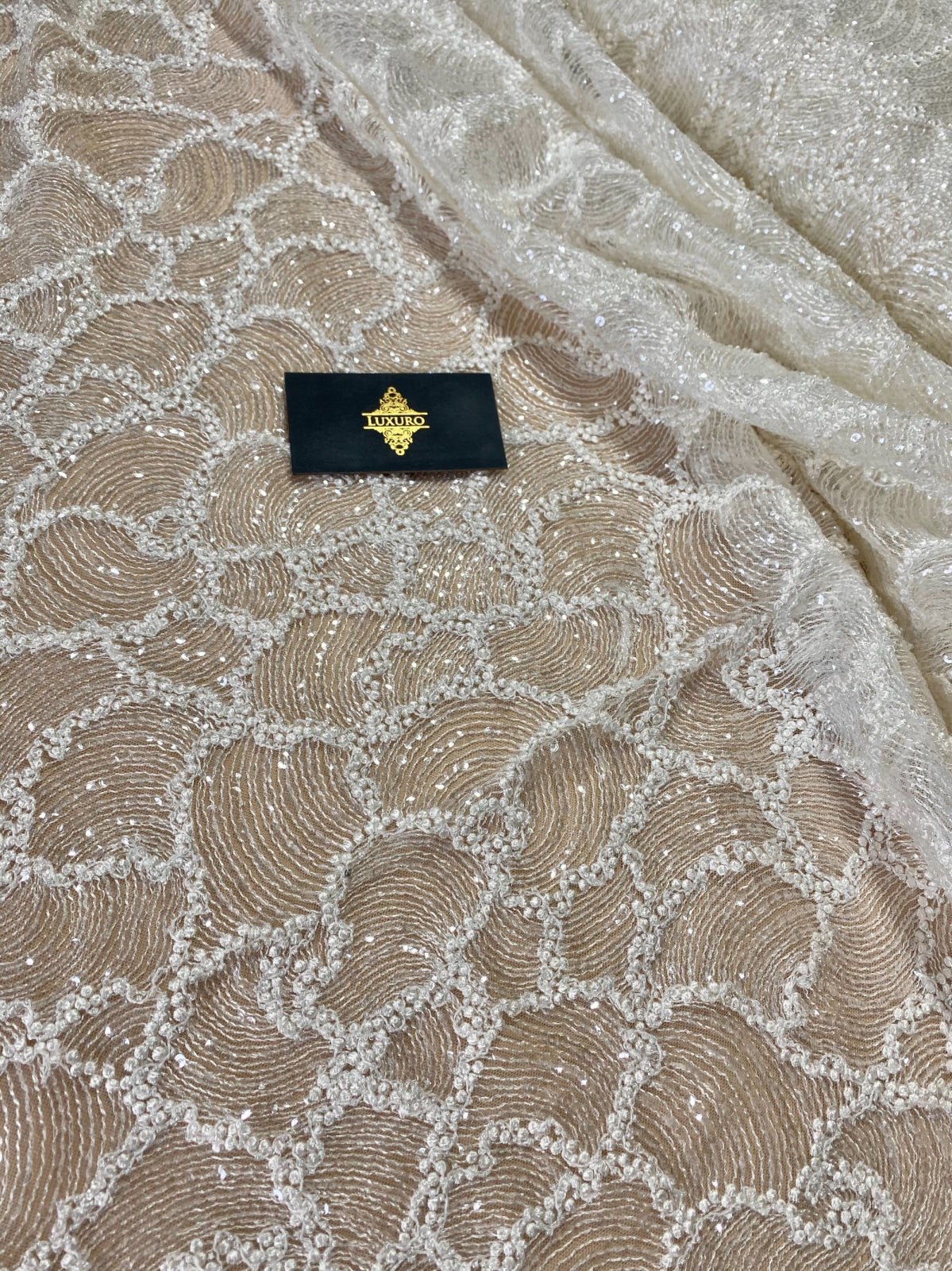 Geometric Pattern Lace with Beads and Sequins