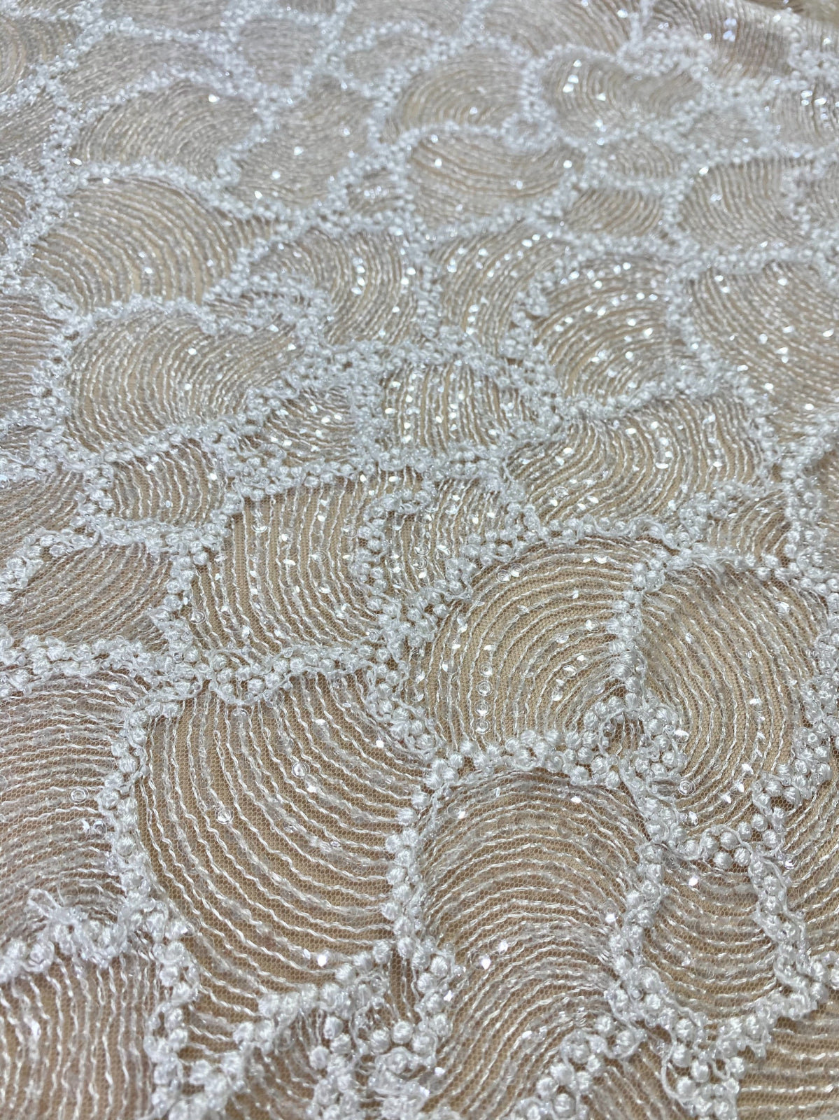 Geometric Pattern Lace with Beads and Sequins