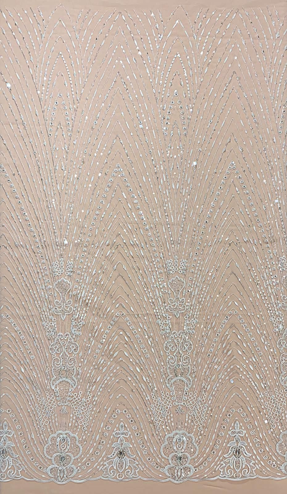Lace with Linear Pattern, with Crystals, Pearls and Sequins