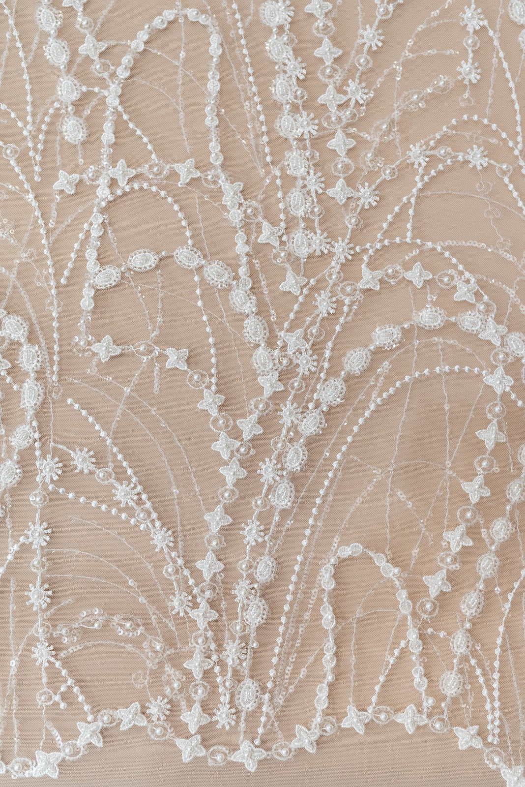 Lace with pearls, pearls and sequins