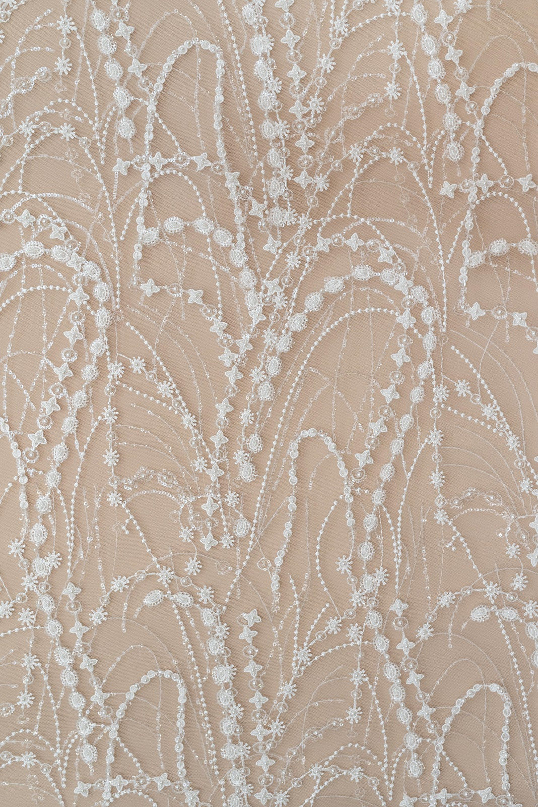 Lace with pearls, pearls and sequins