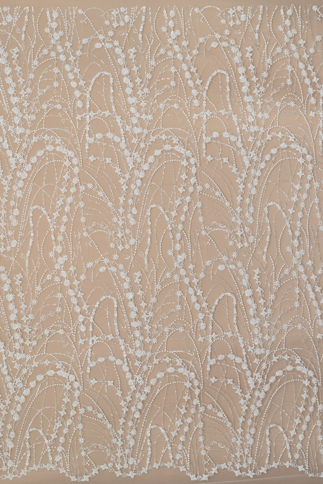 Lace with pearls, pearls and sequins