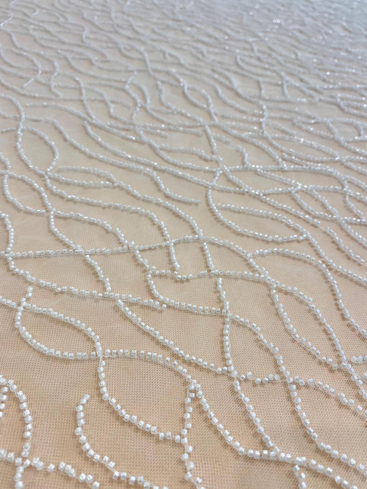 Ivory Couture Lace with Beaded Strings