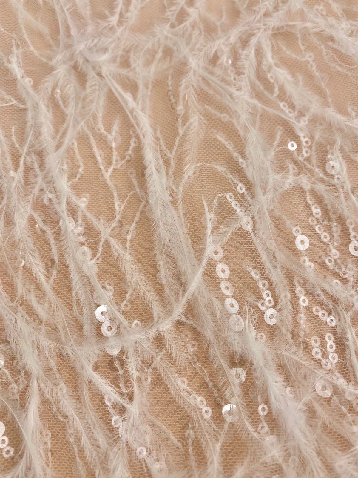 Ivory Lace with Feathers and Sequins