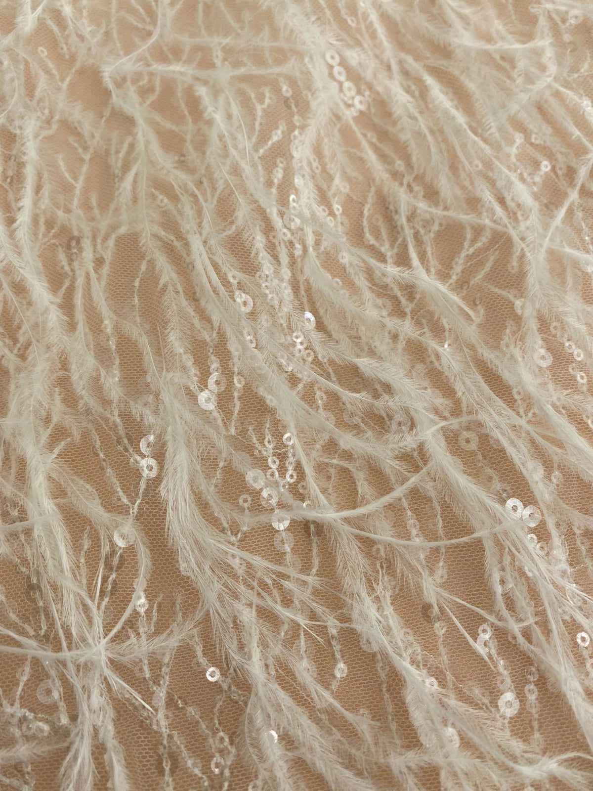 Ivory Lace with Feathers and Sequins