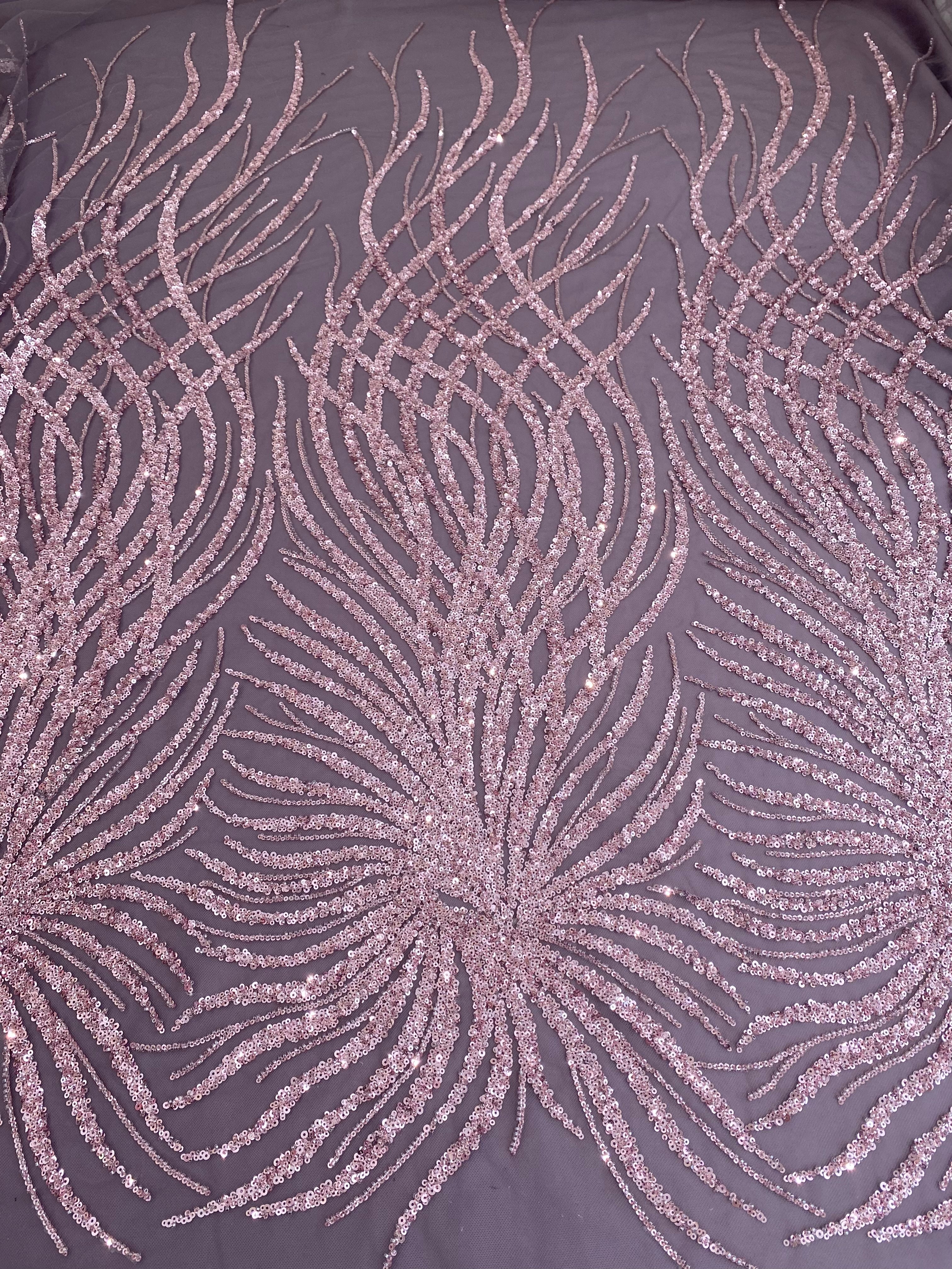 Powder Couture Lace with Strings, Beads and Sequins