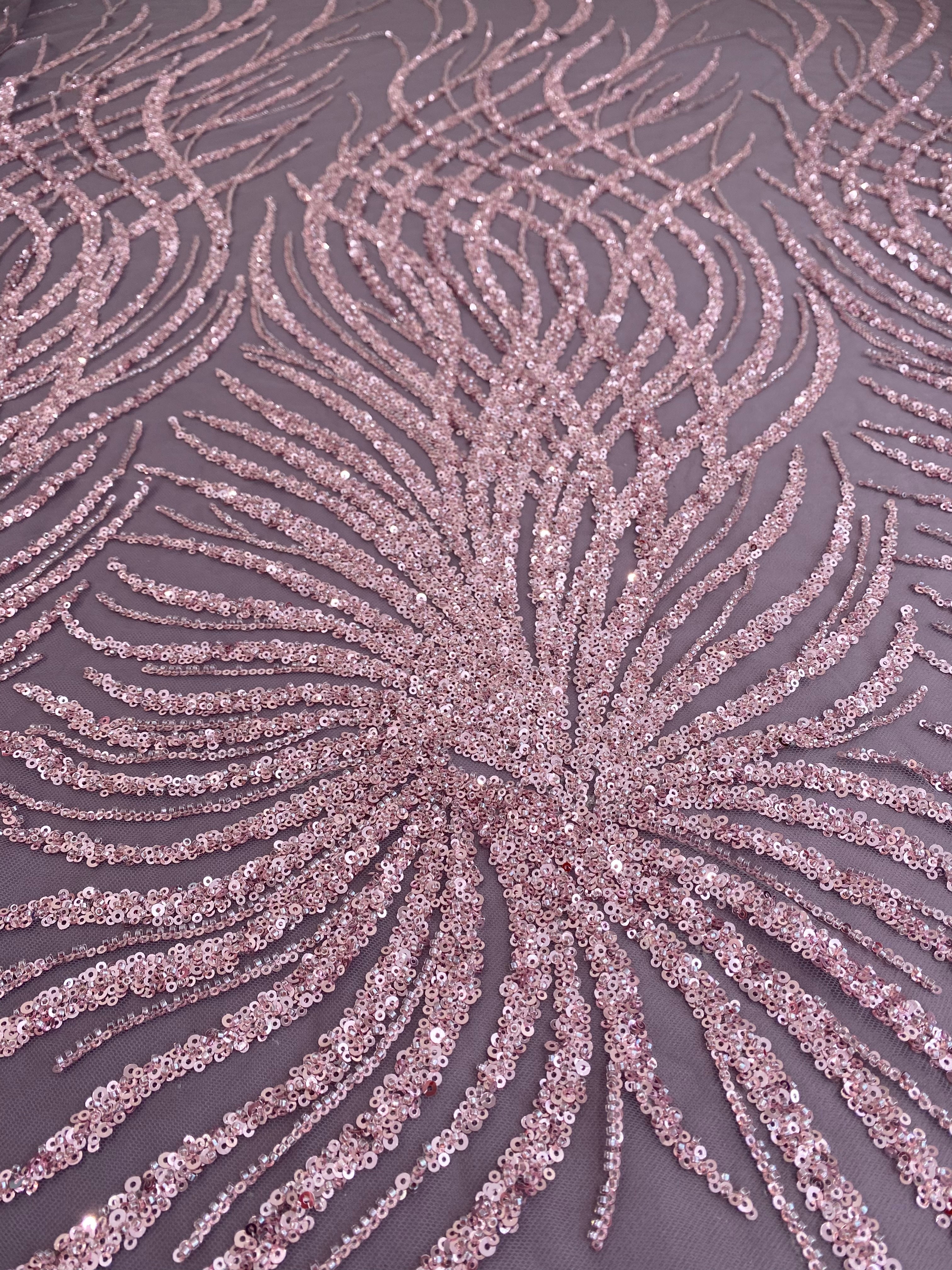 Powder Couture Lace with Strings, Beads and Sequins