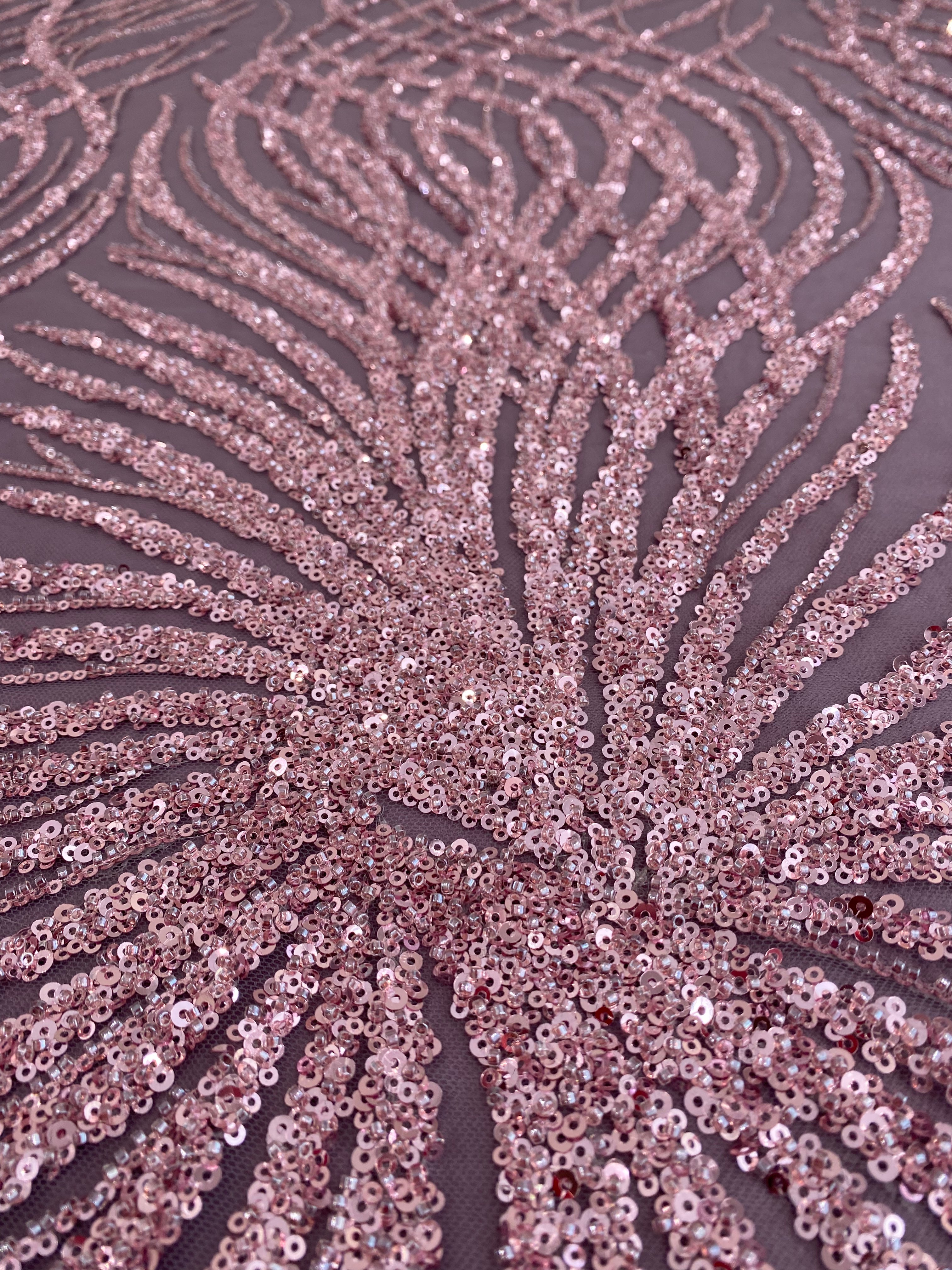 Powder Couture Lace with Strings, Beads and Sequins