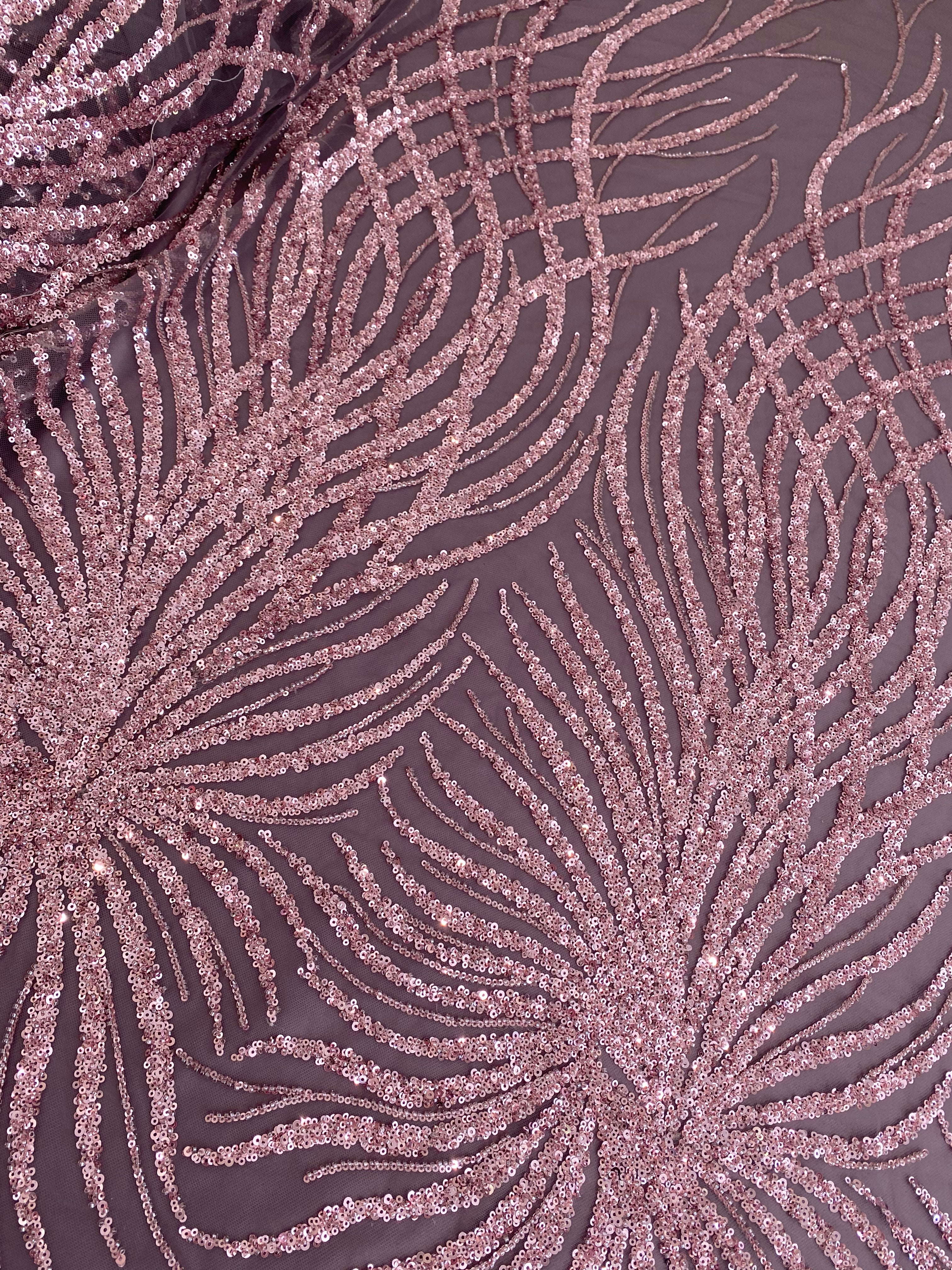 Powder Couture Lace with Strings, Beads and Sequins