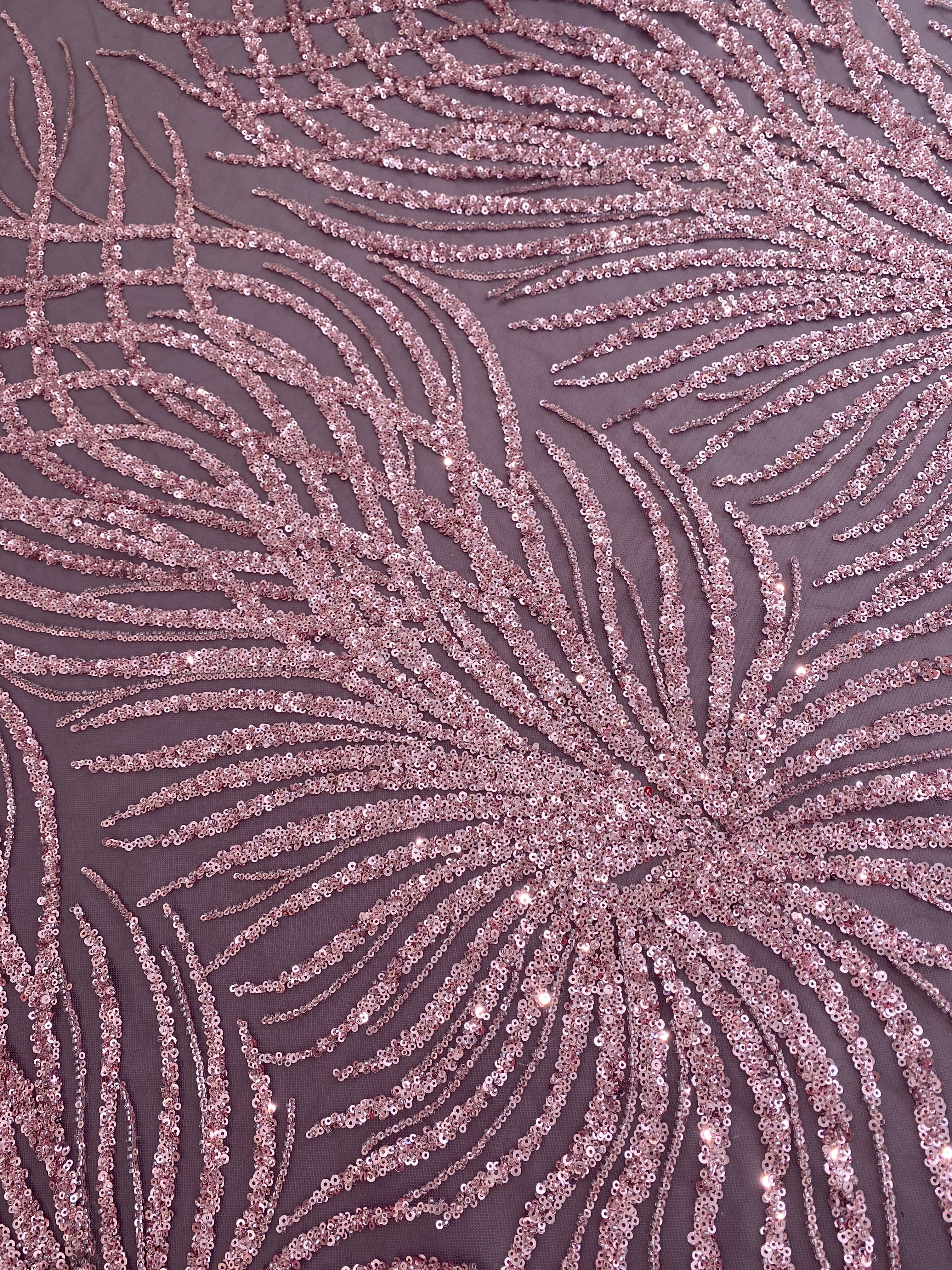Powder Couture Lace with Strings, Beads and Sequins