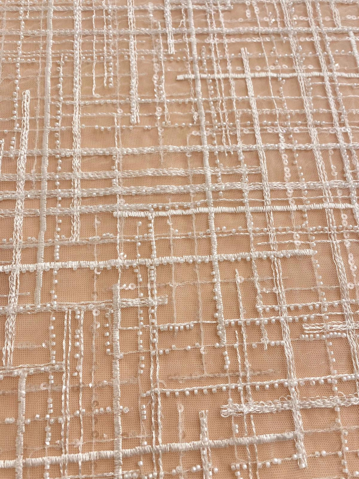 Lace with Geometric Pattern, with Pearls and Sequins
