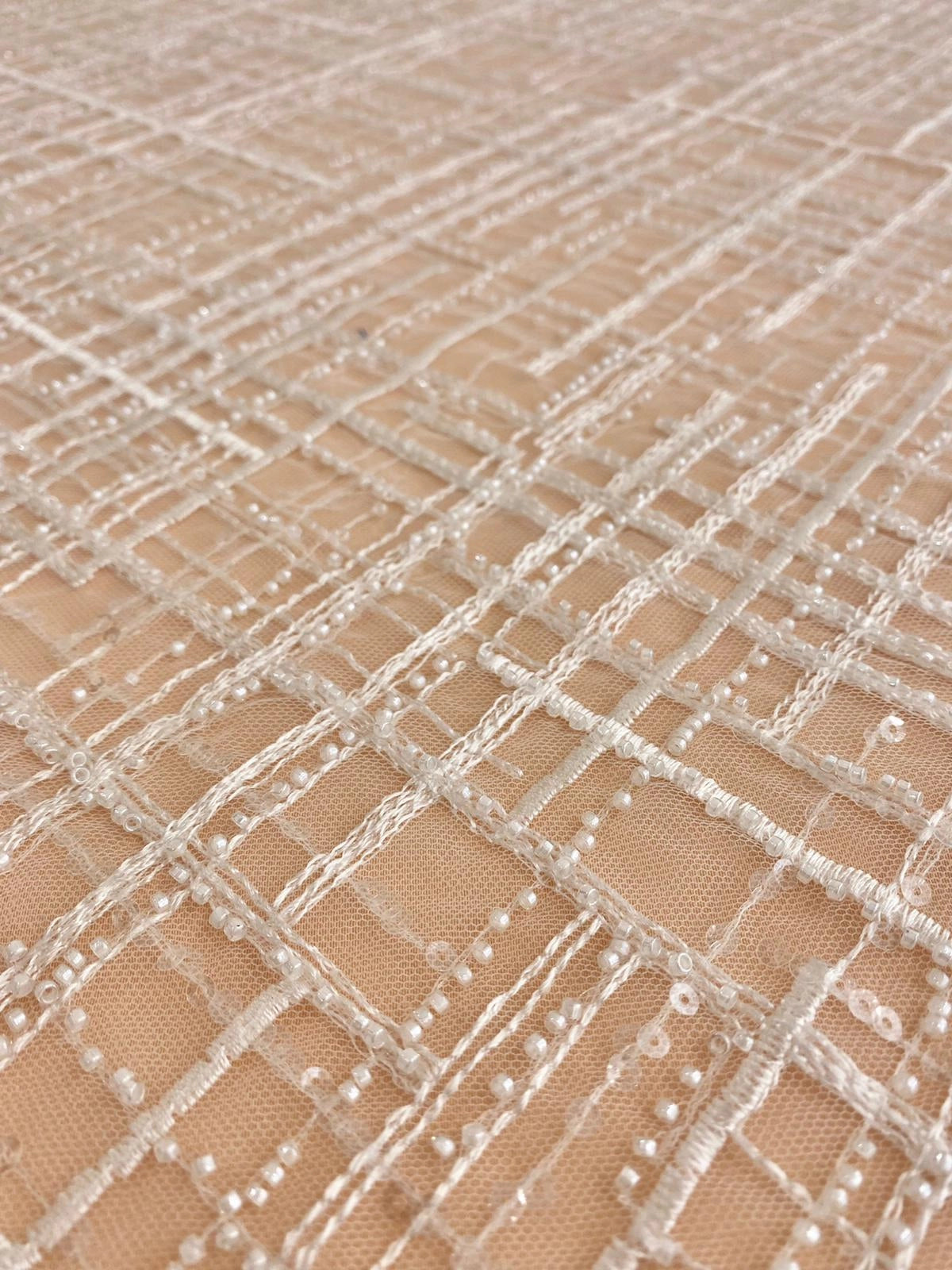 Lace with Geometric Pattern, with Pearls and Sequins